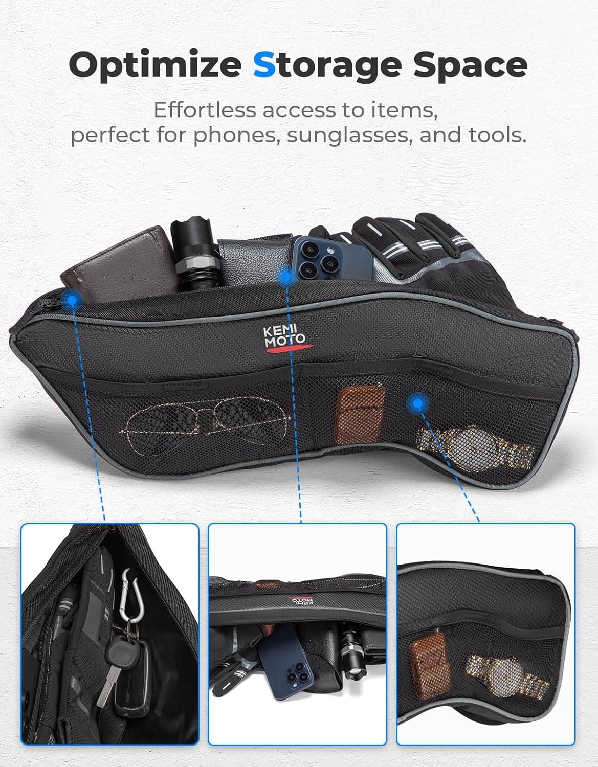 Kemimoto Front Upper Door Bags for Polaris General 2PCS Water‑Resistant