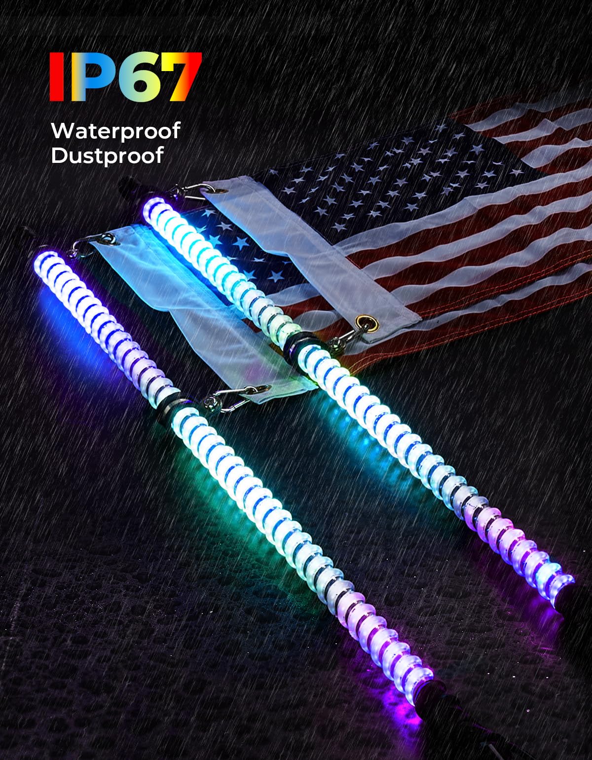 Kemimoto 2PCS 4FT COB LED Whip Lights Fit Can‑Am X3