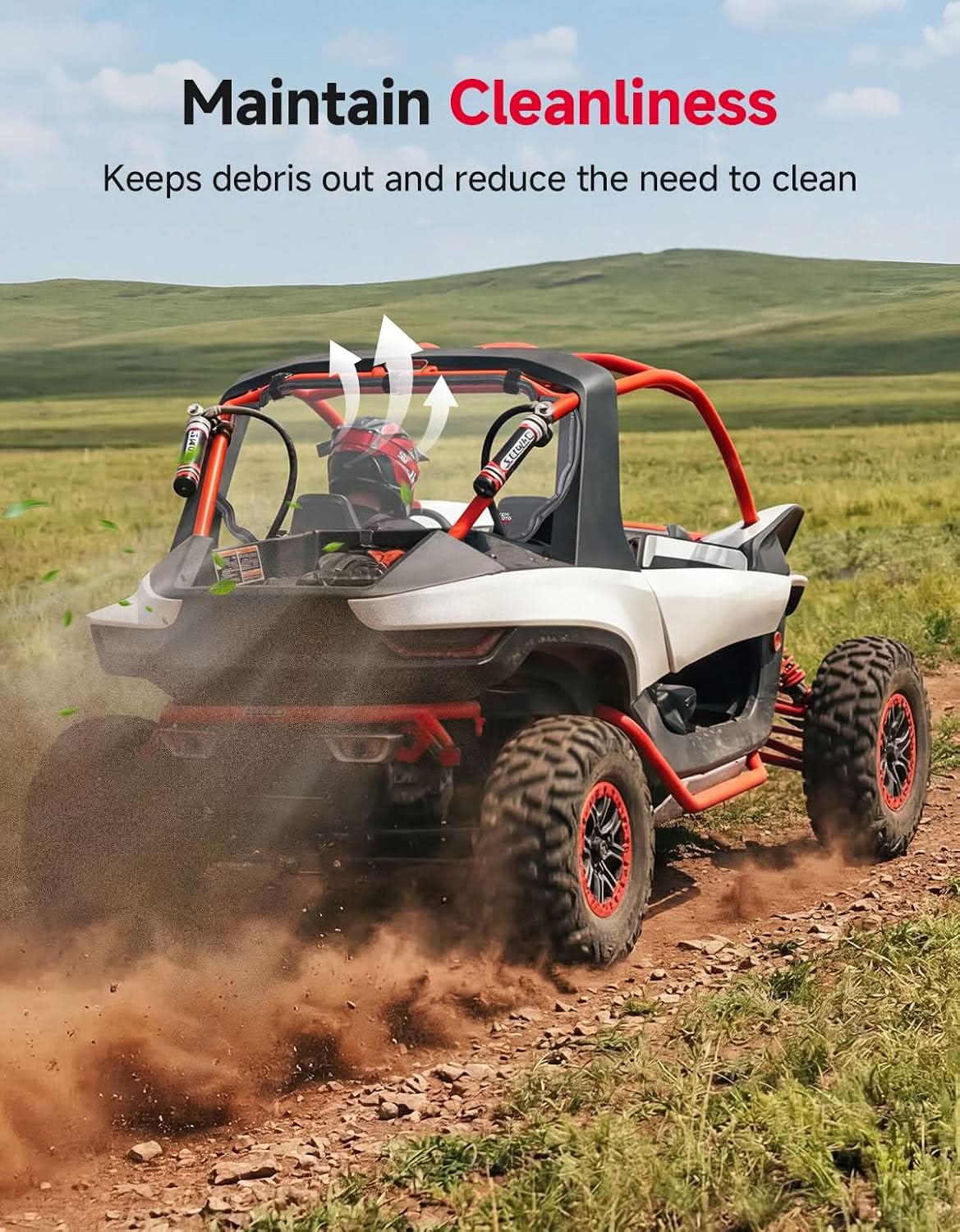 Kemimoto UTV Rear Windshield Ultra-Clear Shatter-Resistant for Segway Villain 2024+