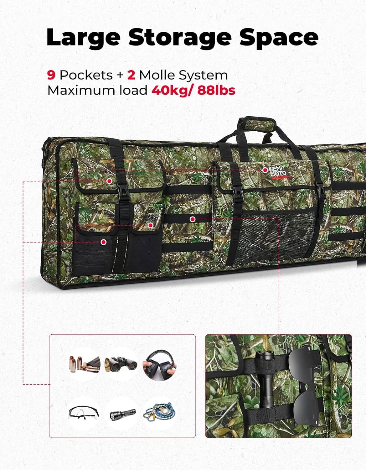 Kemimoto UTV Hunting Tool Bag Rear Roll Cage Carrier
