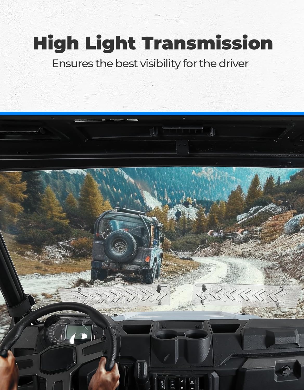 Kemimoto 2-In-1 Vented Front Windshield for Polaris Ranger XP 900/1000