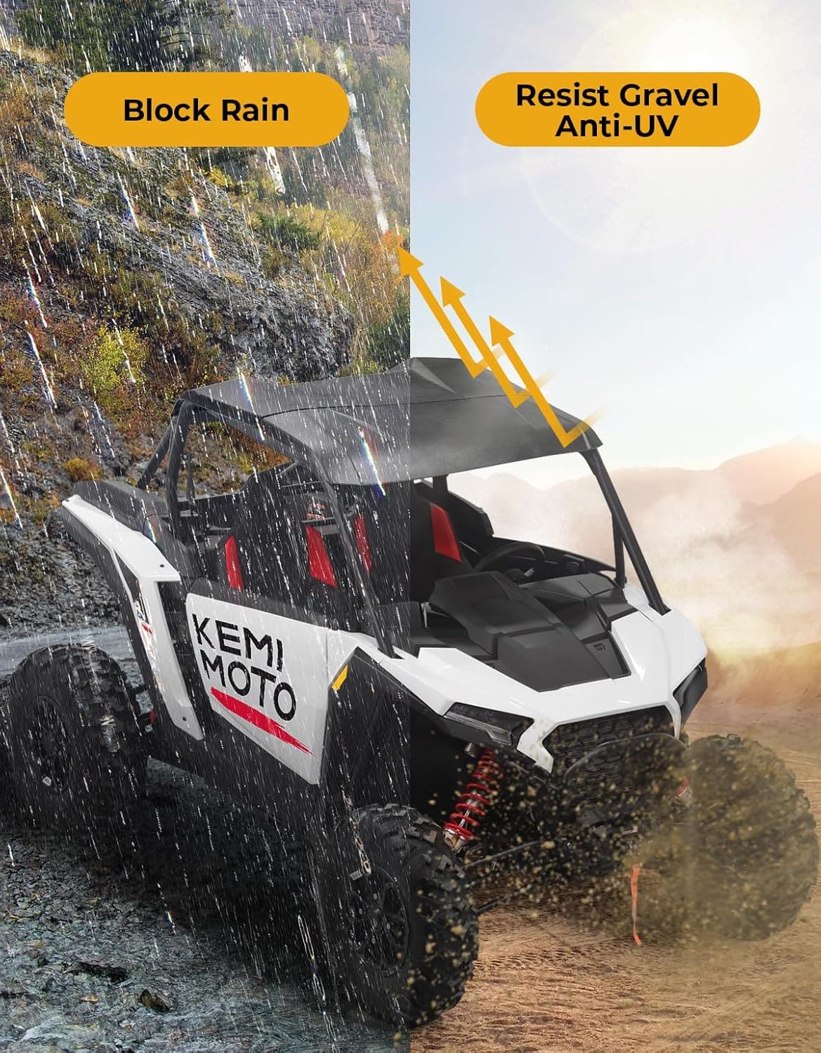 Kemimoto 3-In-1 UTV Roof for Polaris RZR XP 1000 2024‑2025
