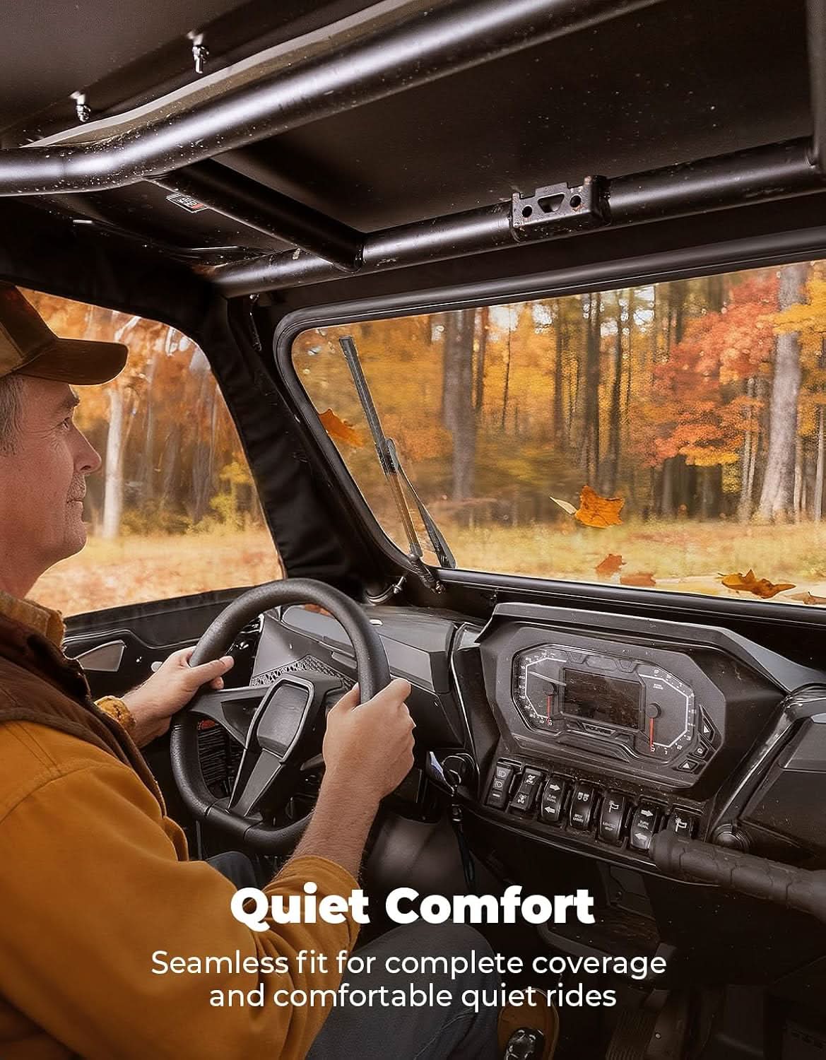 Kemimoto Front Windshield with Dual Manual Wipers for Polaris RZR