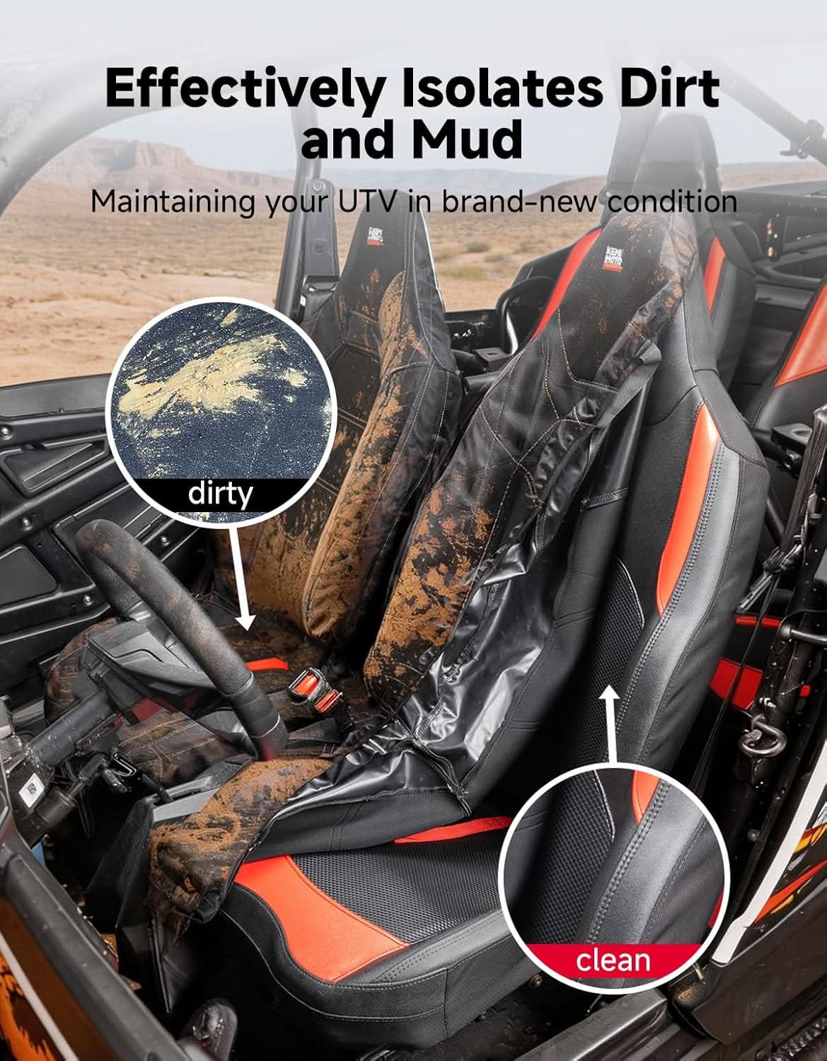 Kemimoto Seat Covers for Polaris RZR XP 1000 2 Pack