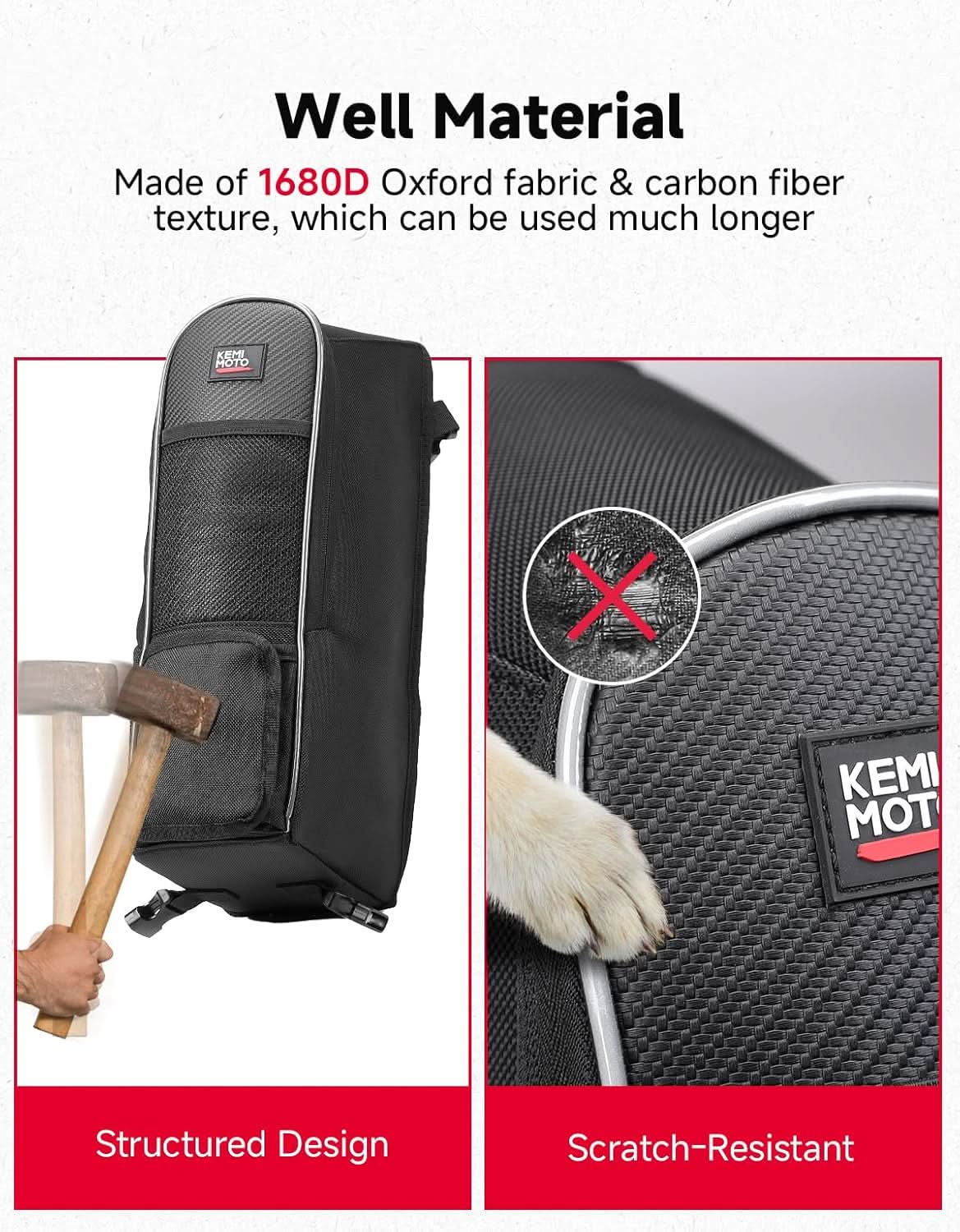 Kemimoto UTV Center Seat Storage Bag 10L Water-Resistant