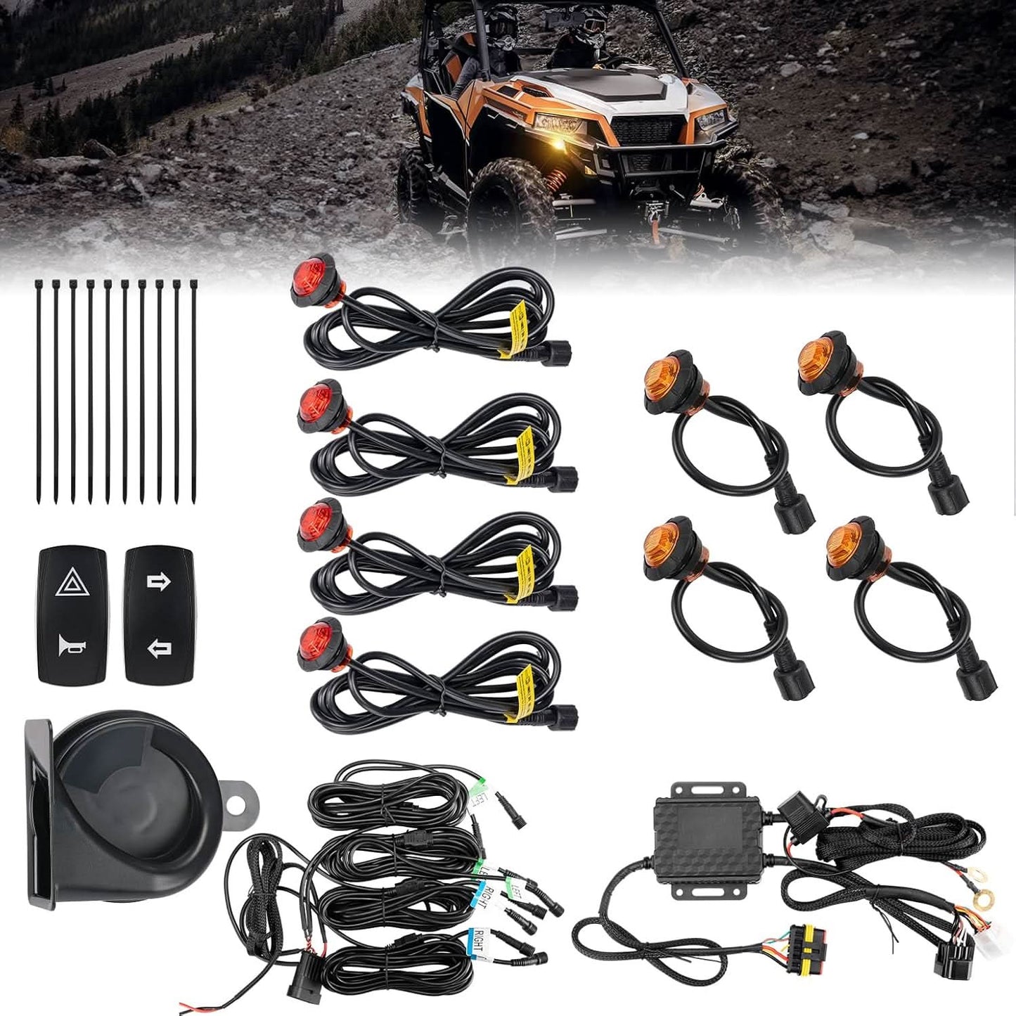 Kemimoto UTV Turn Signal Kit with 110D Horn