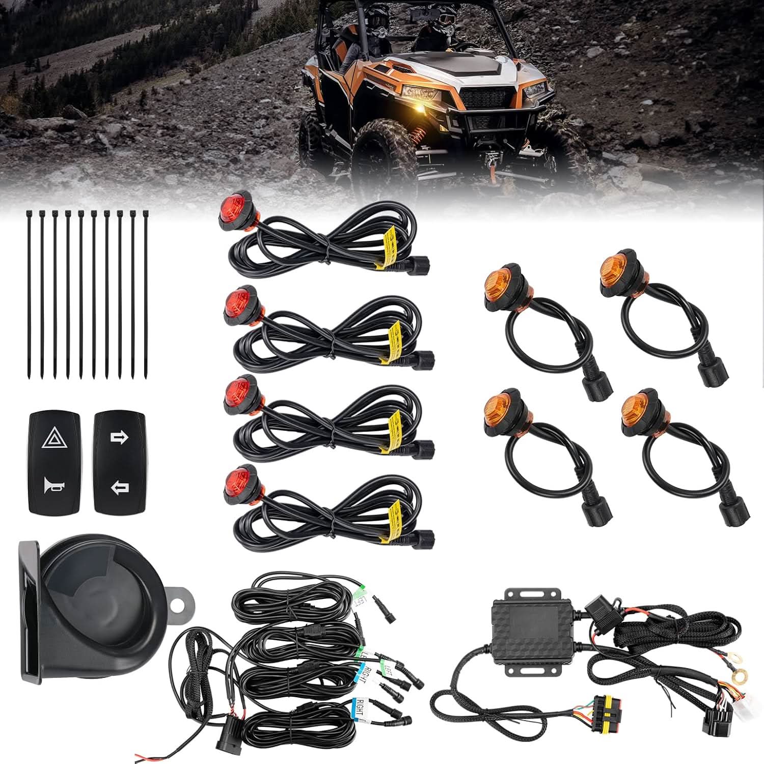 Kemimoto UTV Turn Signal Kit with 110D Horn