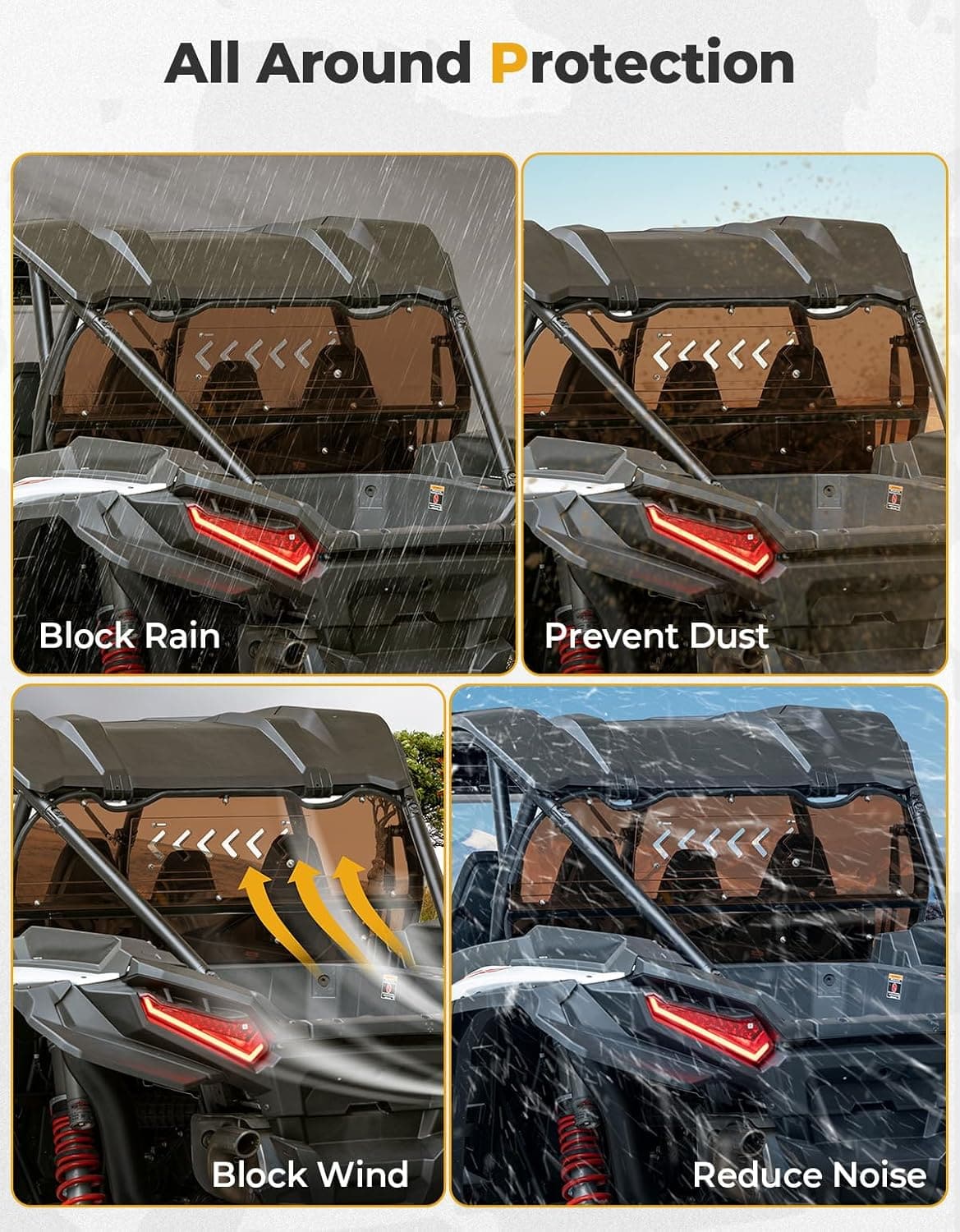 Kemimoto Tinted Rear Windshield for Polaris RZR XP 1000 2024-2025
