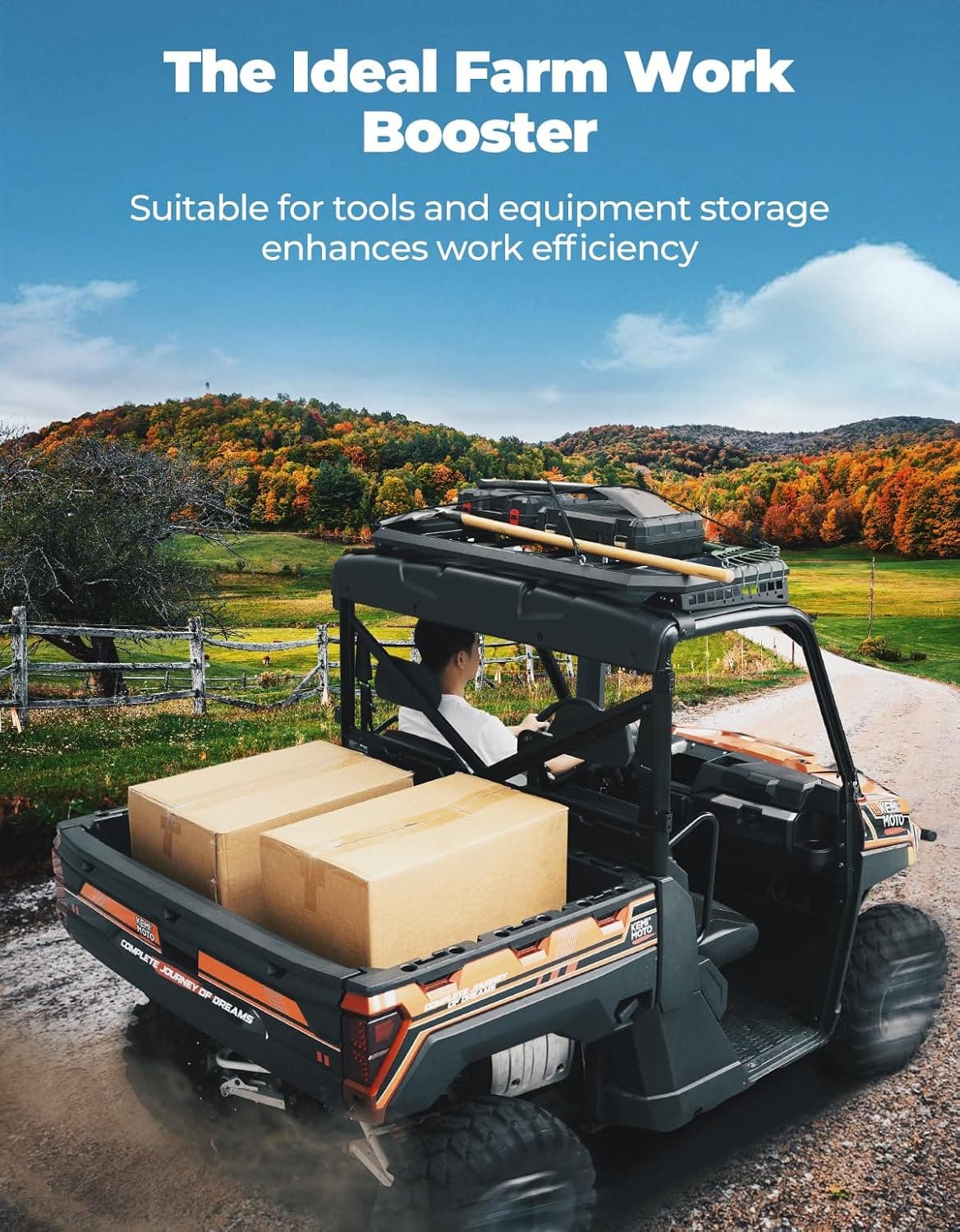 Kemimoto Polaris Ranger Roof Rack Heavy-Duty 220lb Capacity