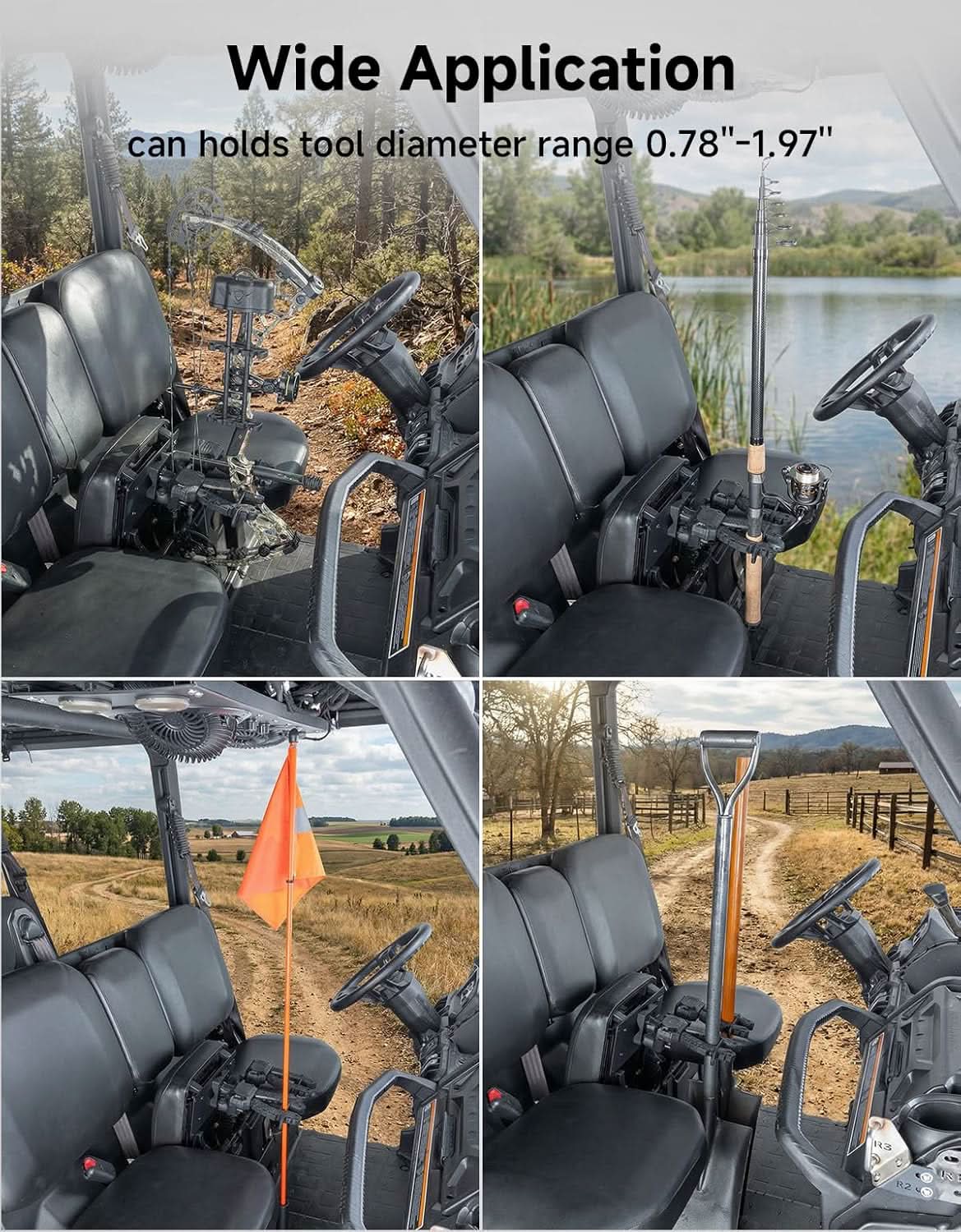 Kemimoto UTV Seat Gun Rack Vertical Saving for Defender Ranger