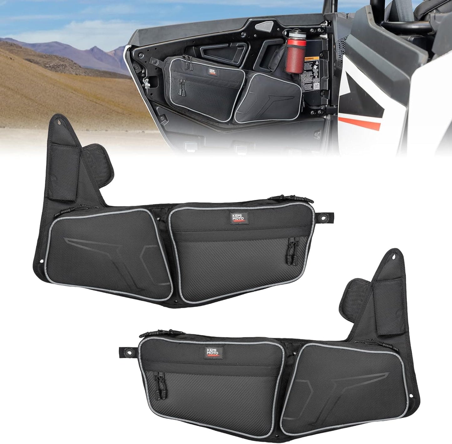 Kemimoto Front Door Bag for Polaris RZR XP 1000/4 Water‑Resistant