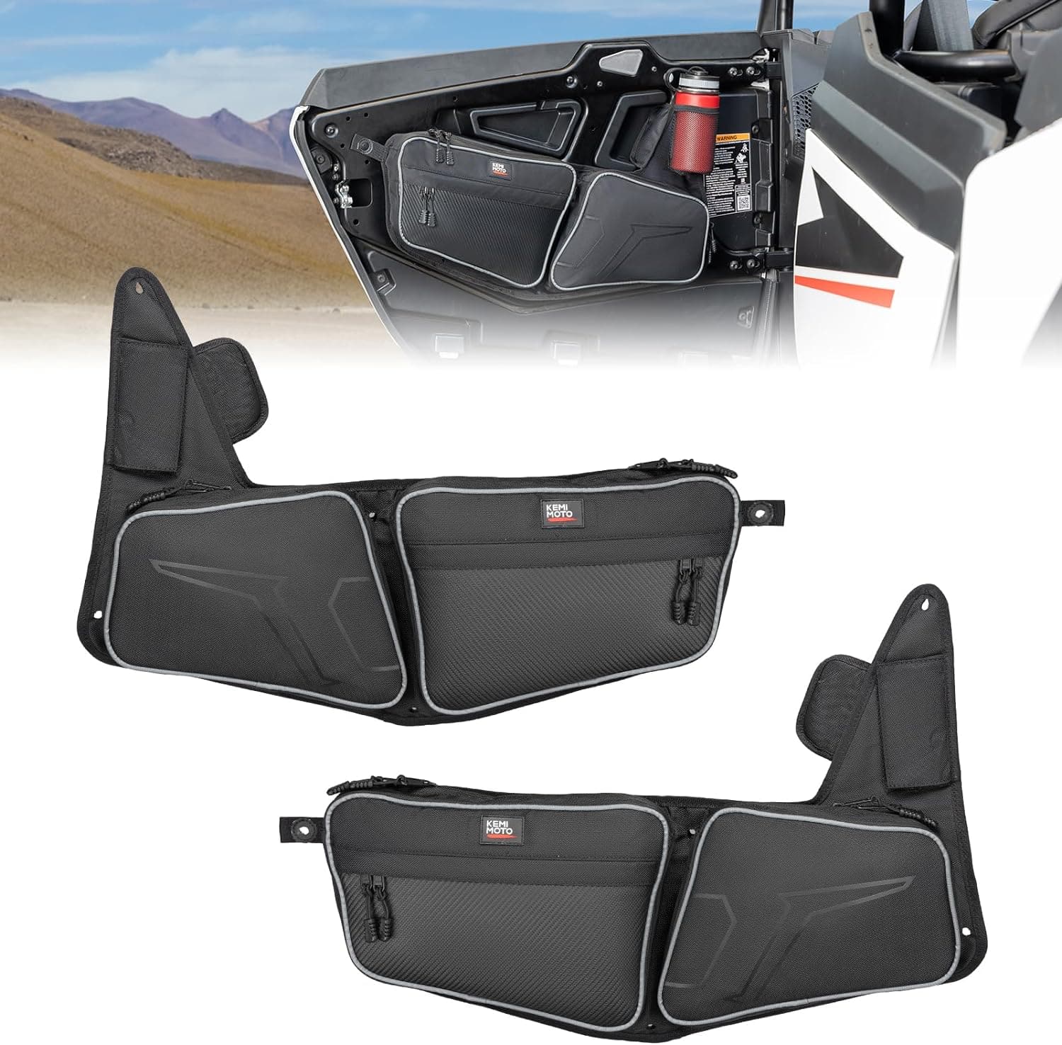 Kemimoto Front Door Bag for Polaris RZR XP 1000/4 Water‑Resistant
