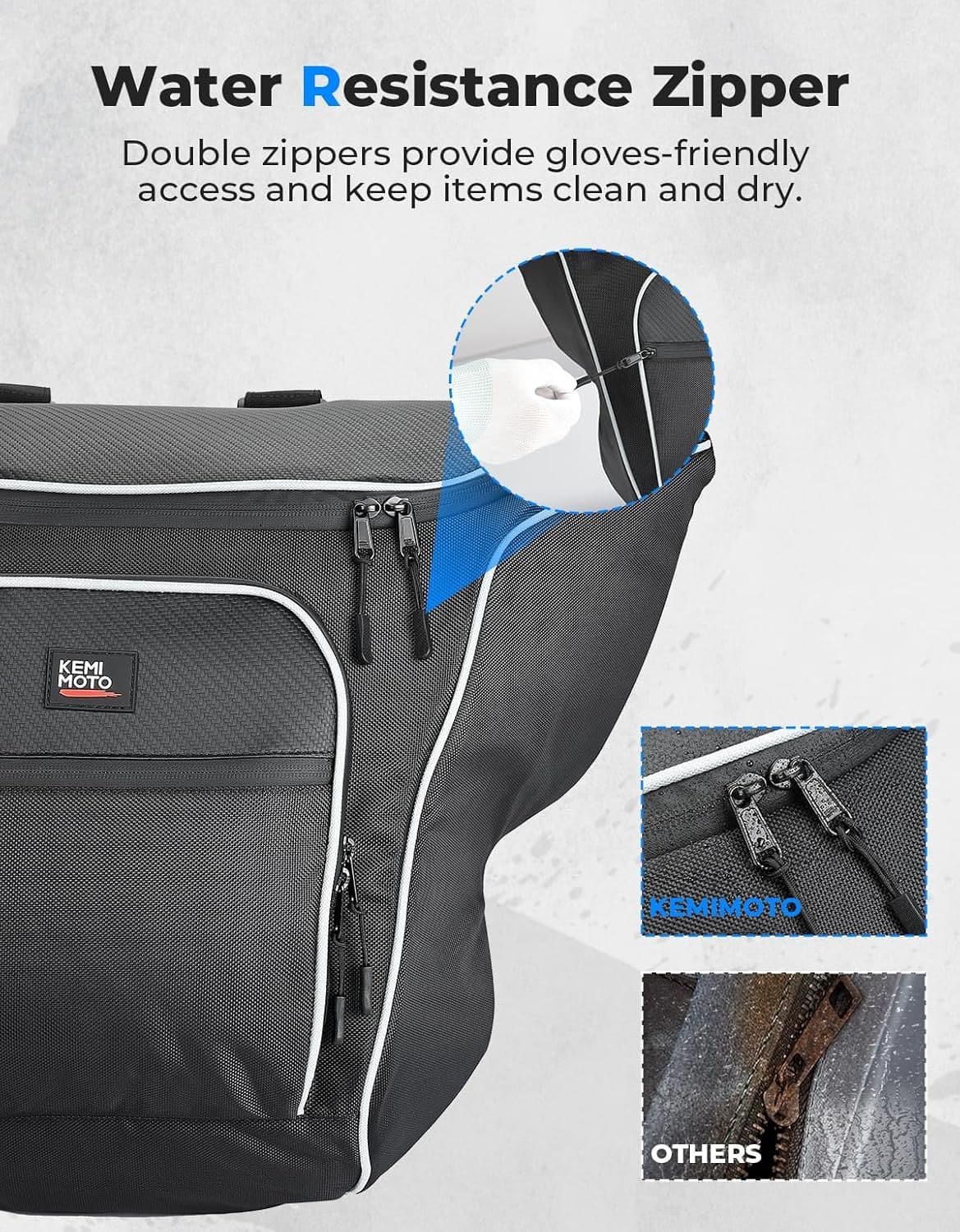 Kemimoto UTV Seat Bag 12L Water‑Resistant for Polaris 1000/XP 2016‑2024