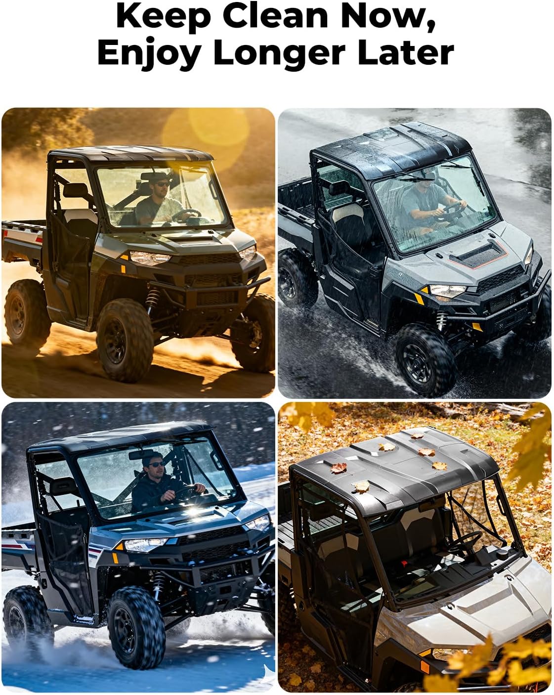 Kemimoto Plastic Hard Roof 3-Seat for Polaris Ranger XP 1000