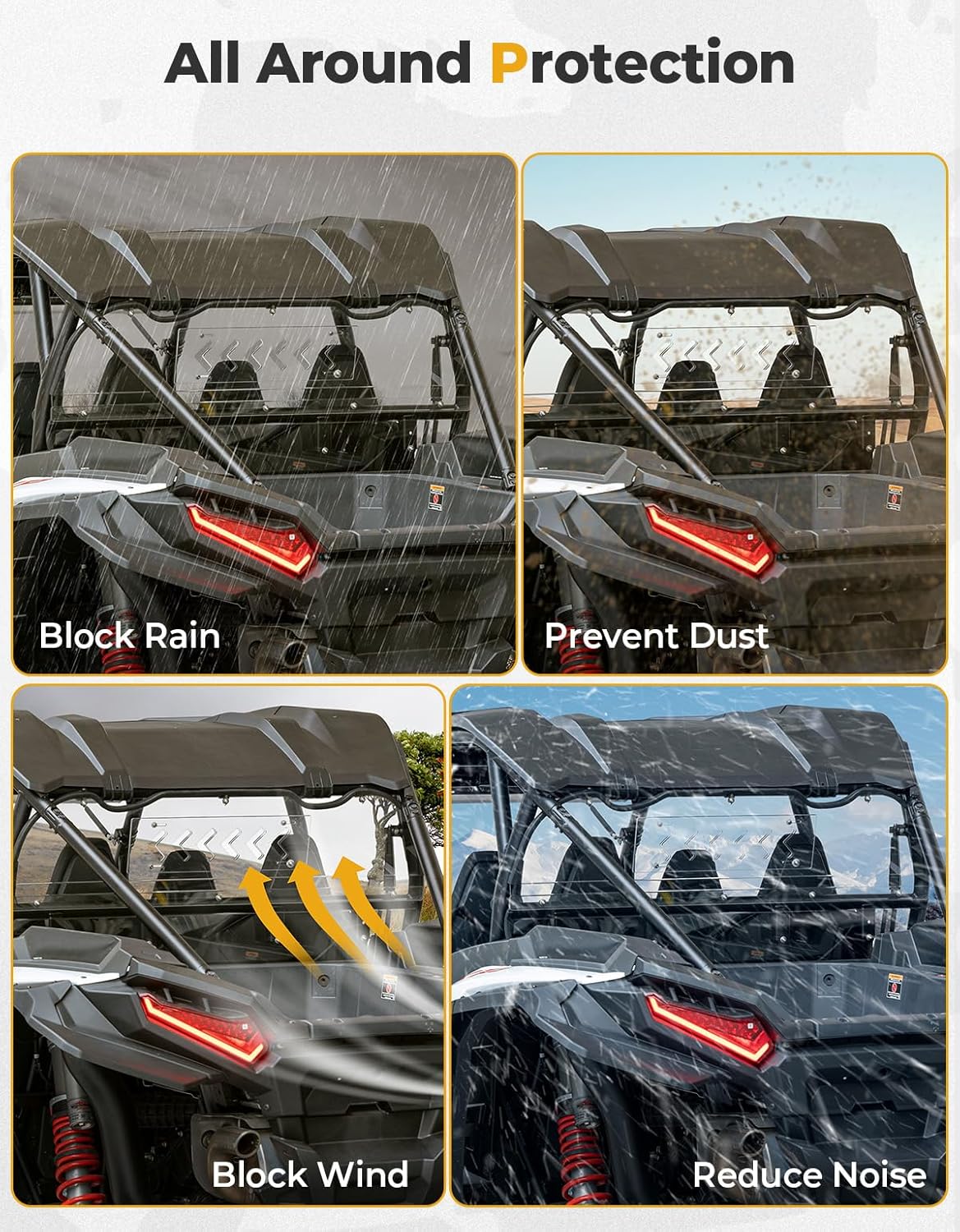 Kemimoto Clear Rear Windshield for Polaris RZR XP 1000 2024-2025