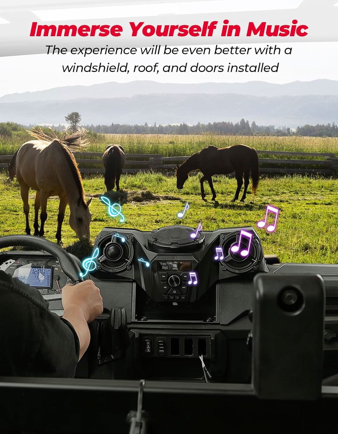 Kemimoto UTV Audio Kit 3-Speaker With 5.25" Woofer