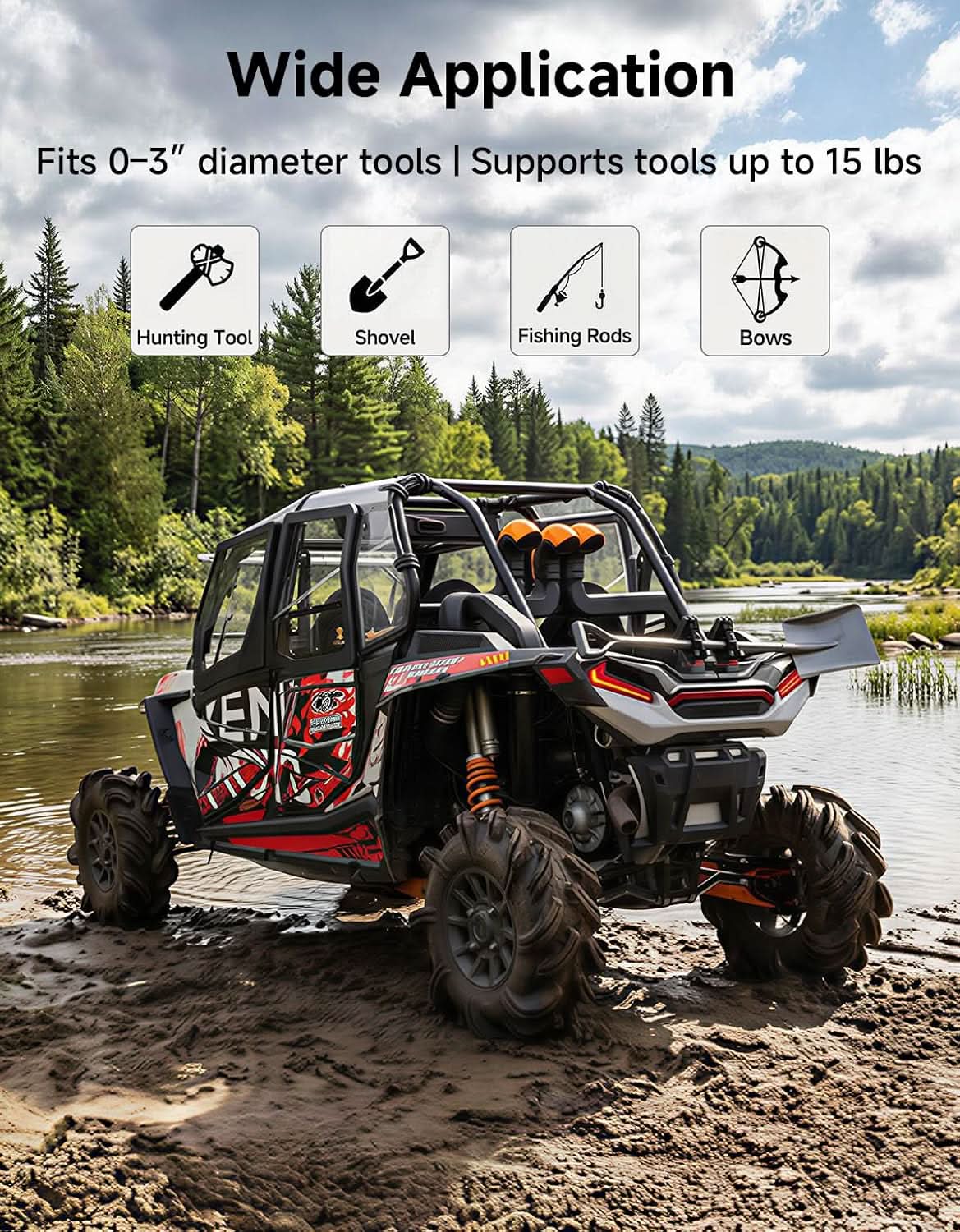 Ratcheting Hunting Tool Rack For Sportsman and RZR