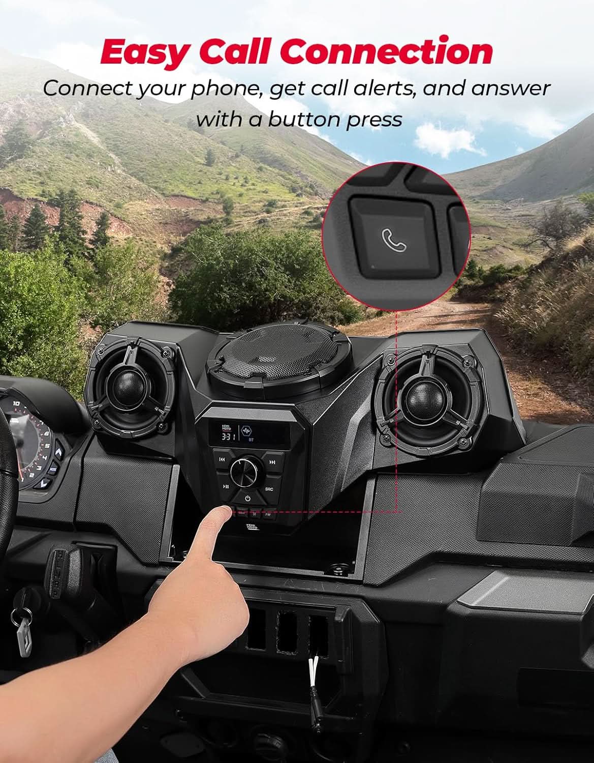 Kemimoto UTV Audio Kit 3-Speaker With 5.25" Woofer