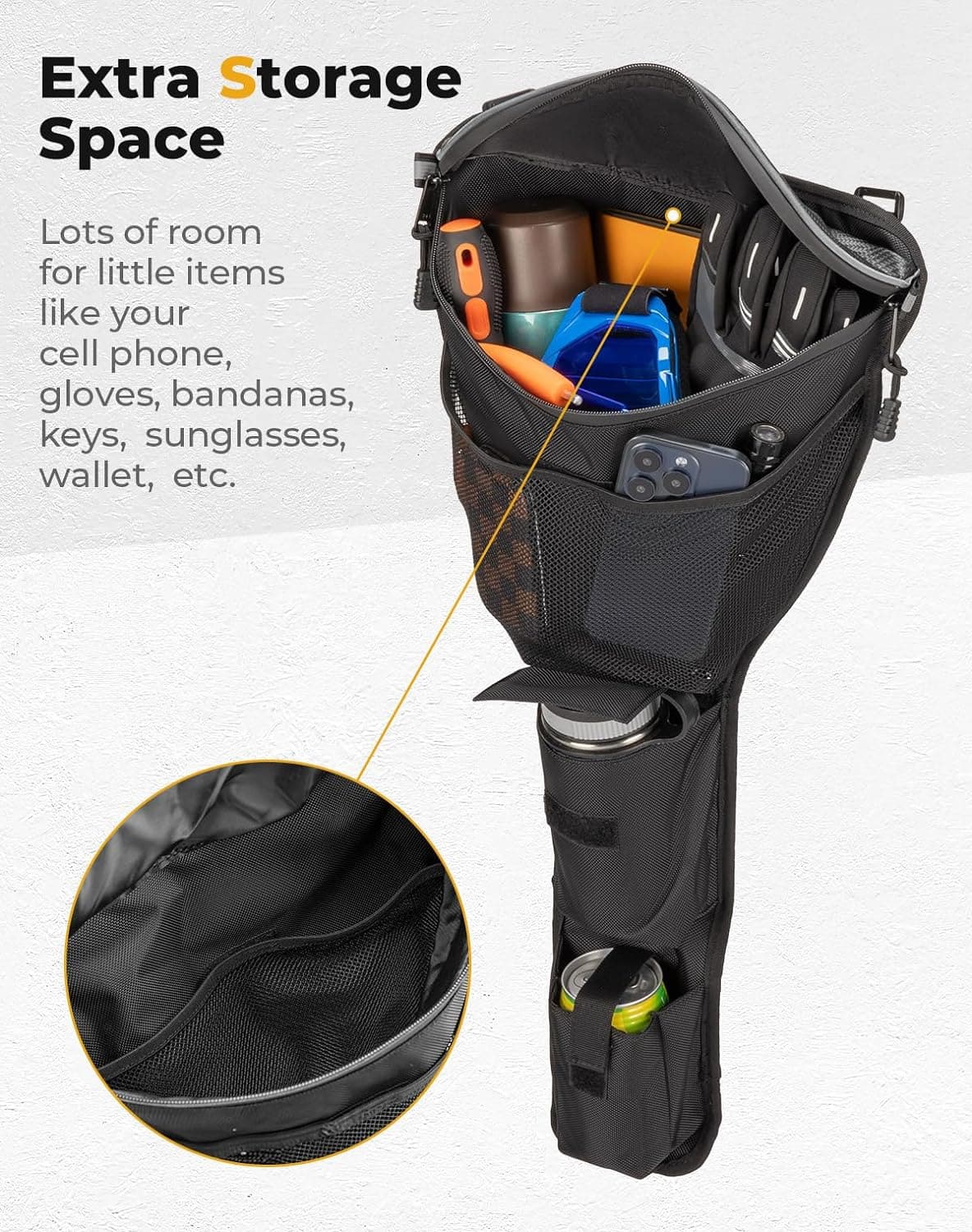 Kemimoto Storage Bag with Cup Holder for Polaris RZR XP