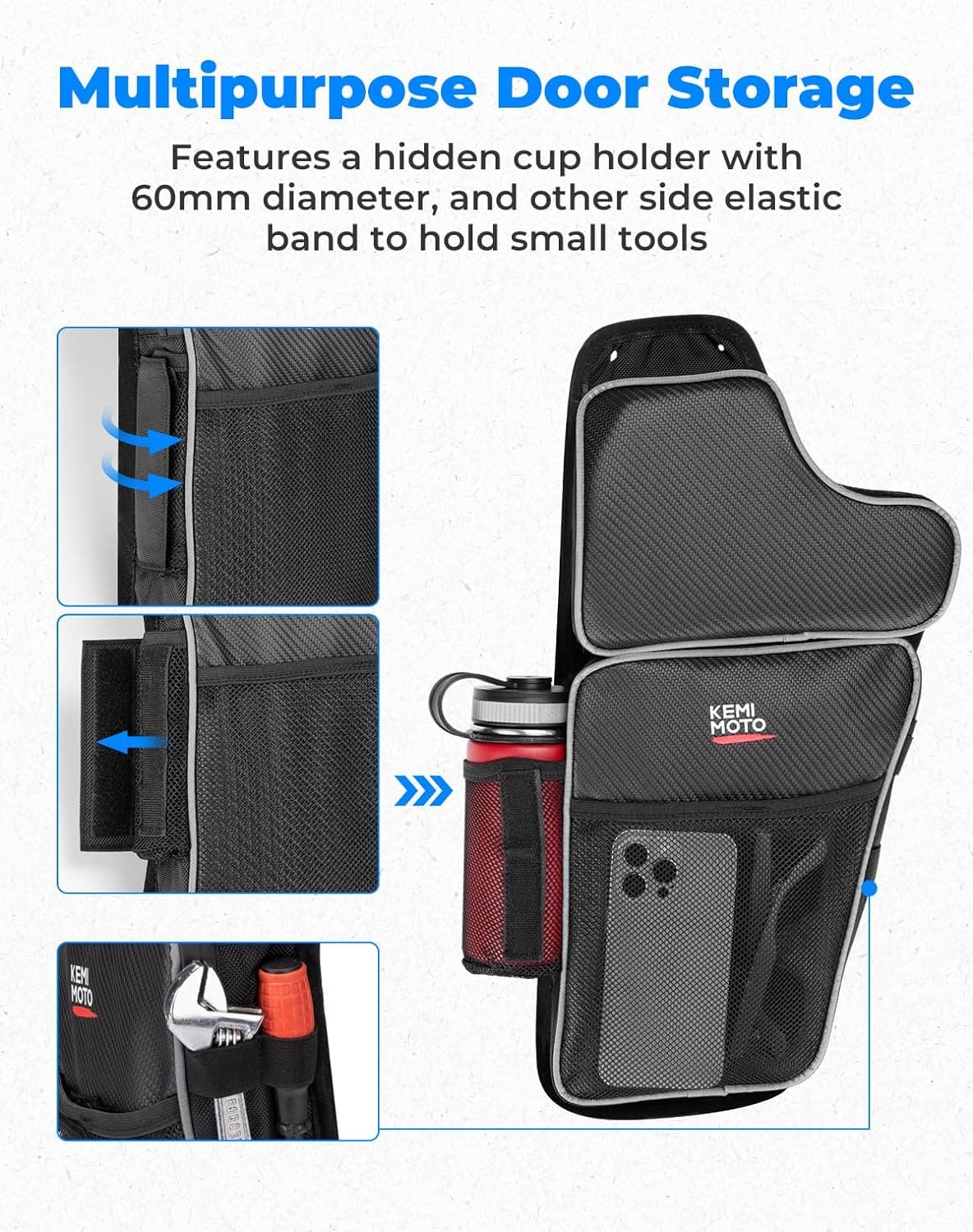 Kemimoto Lower Door Bags with Knee Pad for Polaris 2pcs