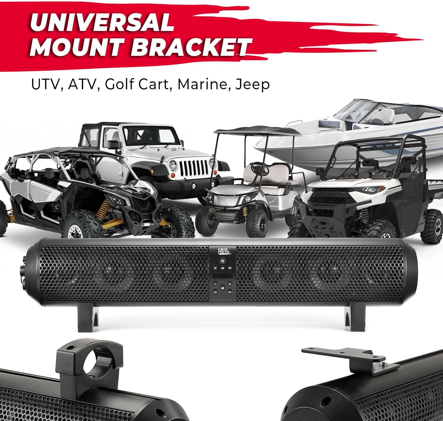 Kemimoto Waterproof Bluetooth UTV Sound Bar 500W 28"