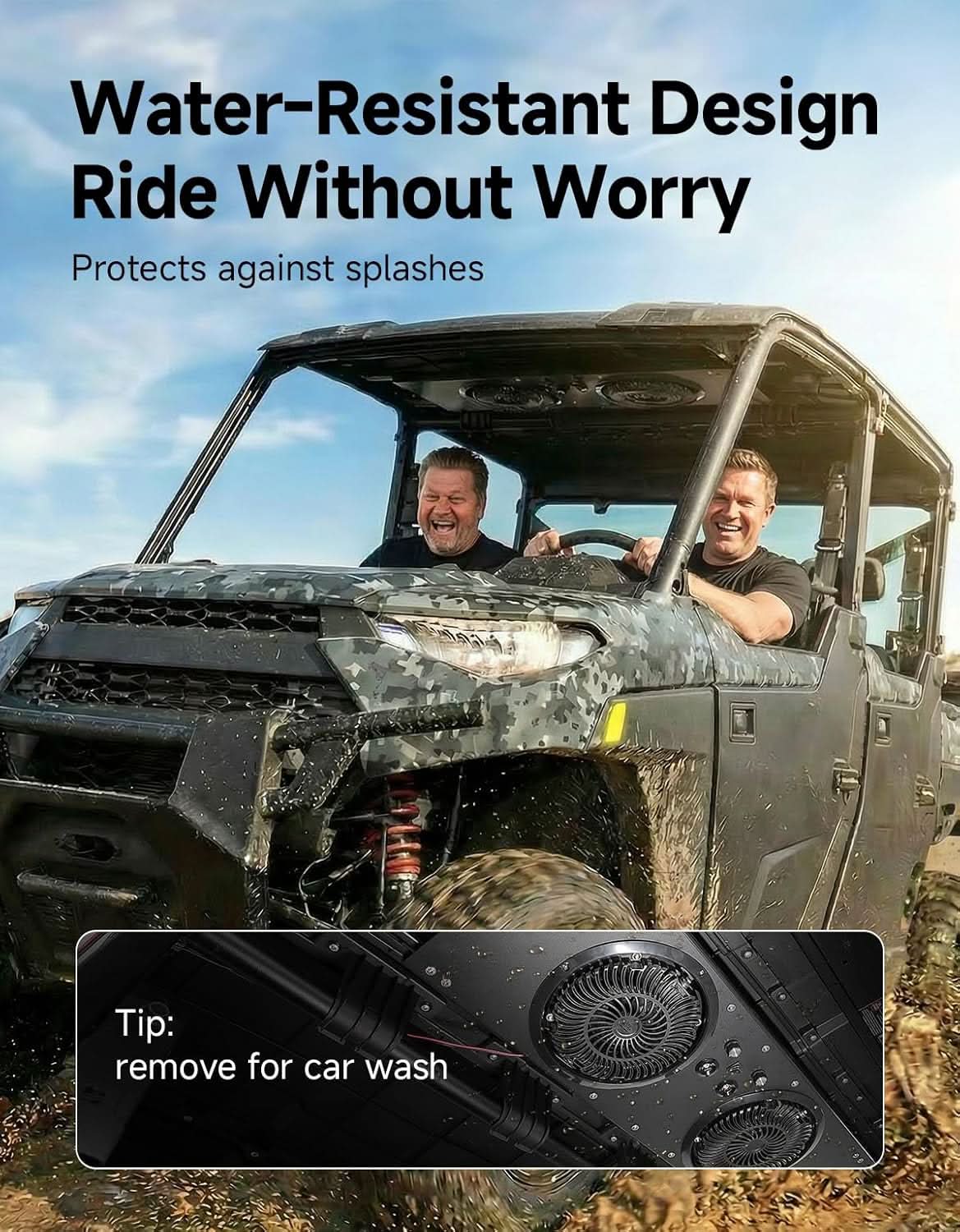 Kemimoto UTV Roof Fan with Lights for Polaris Defender