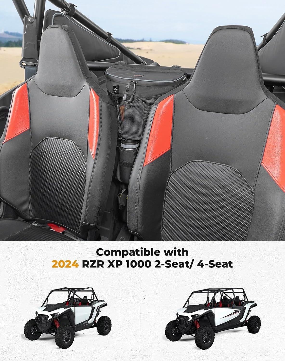 Kemimoto Storage Bag with Cup Holder for Polaris RZR XP