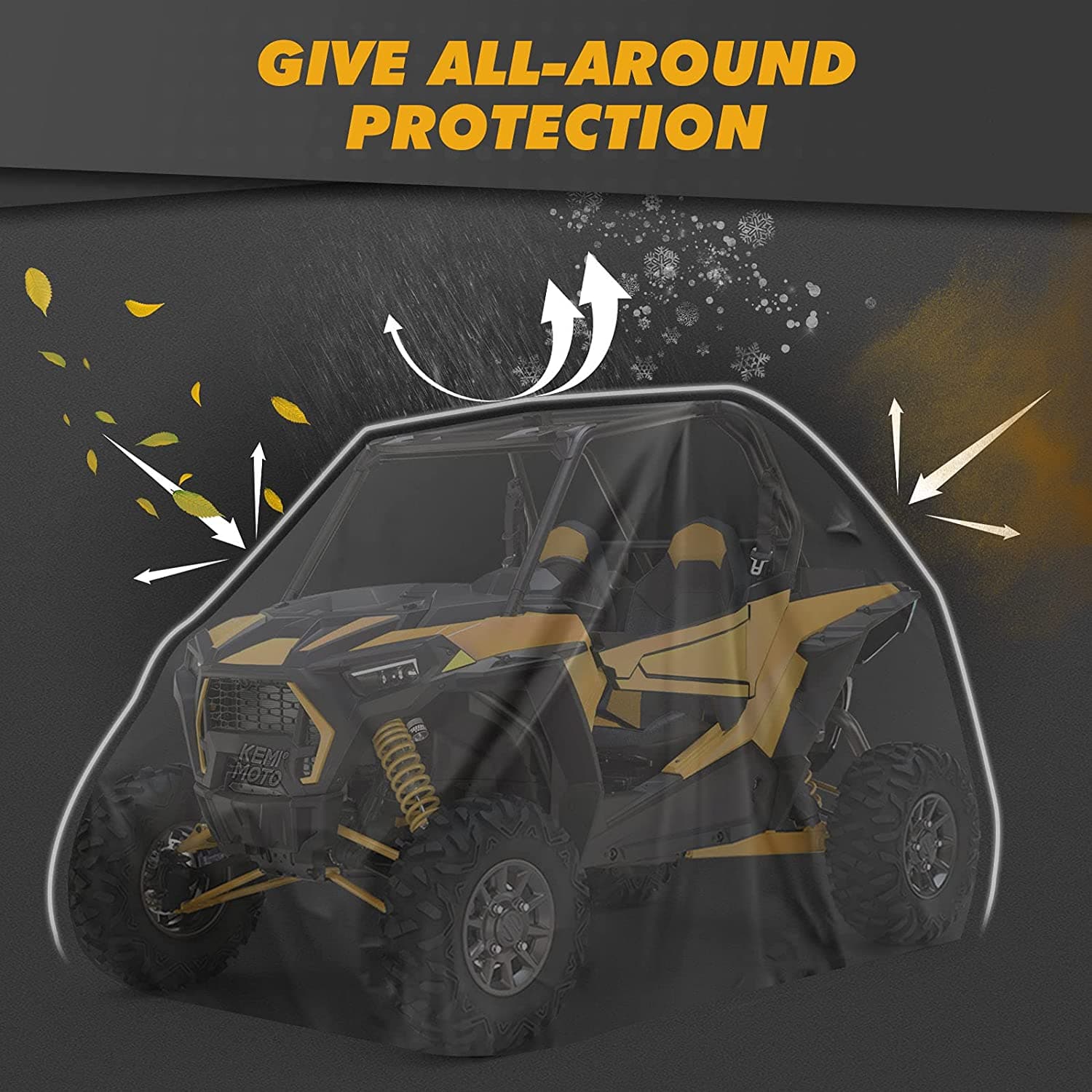 Kemimoto UTV 420D Waterproof Cover 2‑Seater for Can‑Am, Polaris, Kawasaki