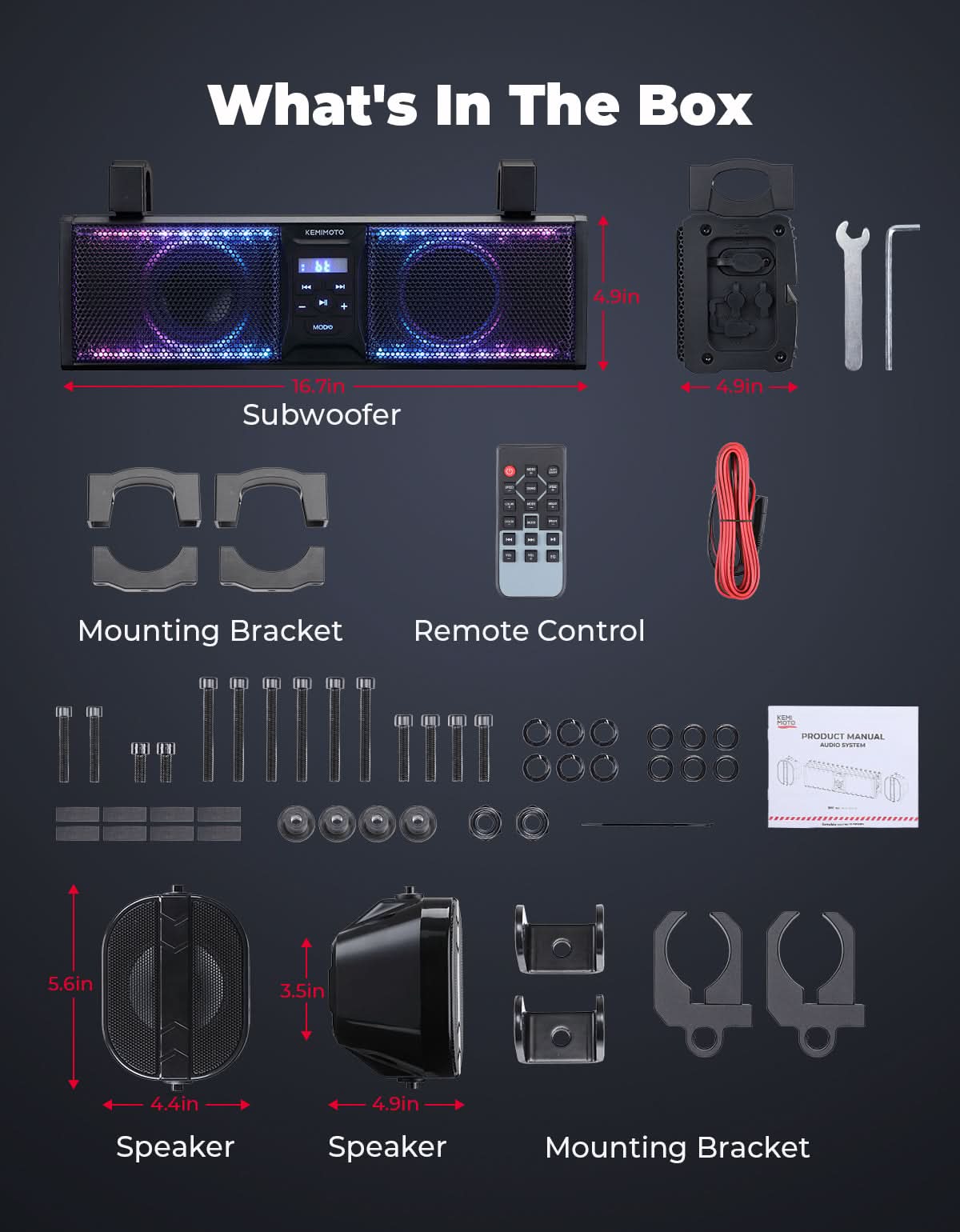 Kemimoto 2.1CH 17" Sound Bar With RGB Lighting
