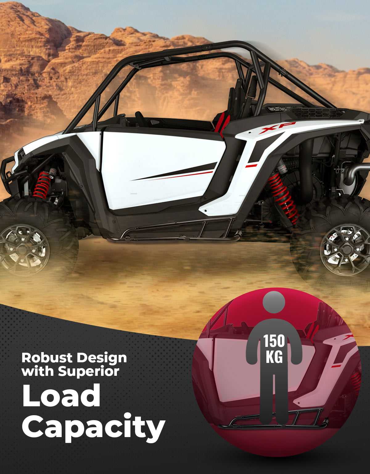Kemimoto Duty Steel Nerf Bars for Polaris XP 1000 2024-2025