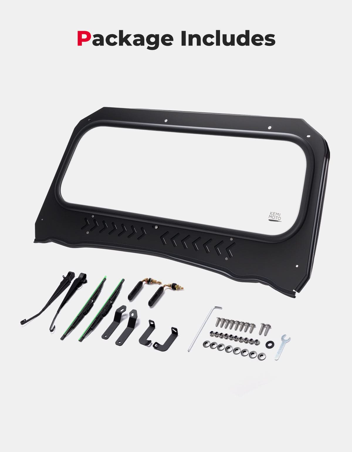 Kemimoto Front Windshield Dual Wipers for Polaris 1000 Series 2016-2026