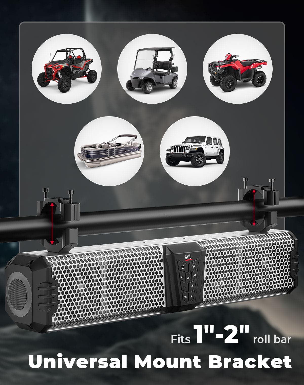 Kemimoto Midnight S60 26-Inch UTV Sound Bar RGB