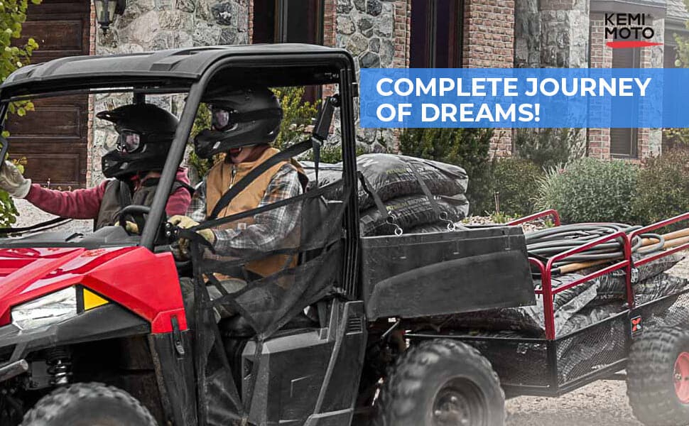 KEMIMOTO Adjustable Side Mirrors Tie Down Anchors for Polaris Ranger
