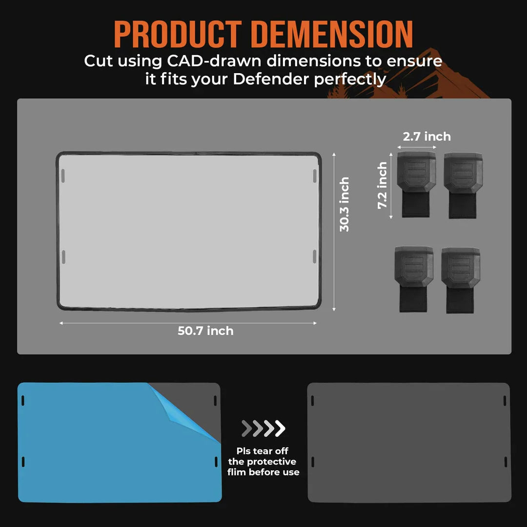 Kemimoto Full Windshield For Can‑Am Defender 2016‑2024 Polycarbonate