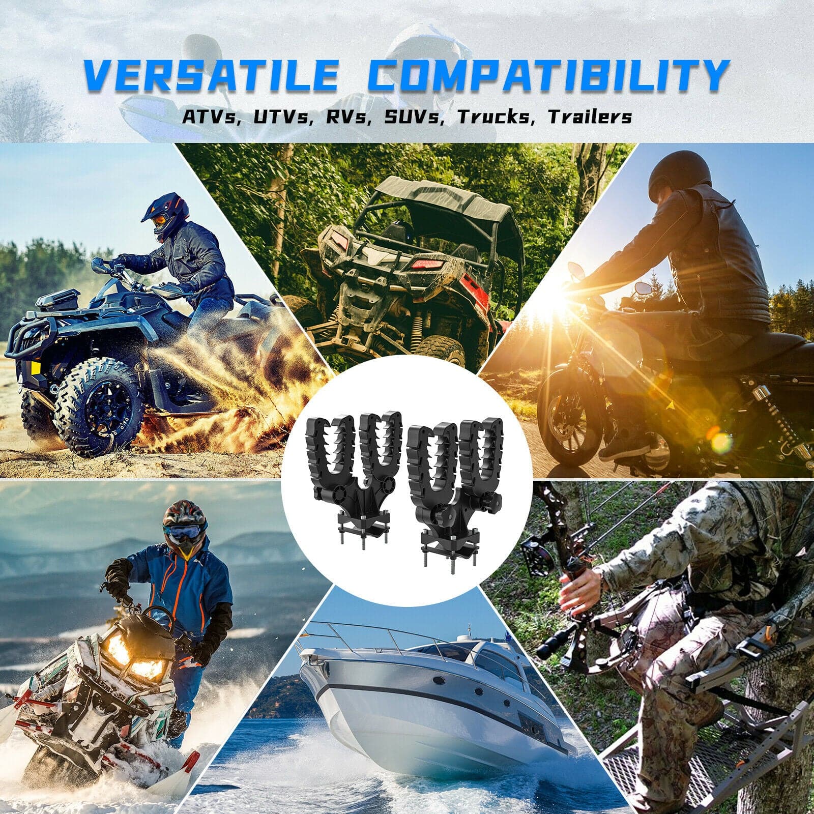 KEMIMOTO Double U-Bracket Mount Grip for UTV ATV