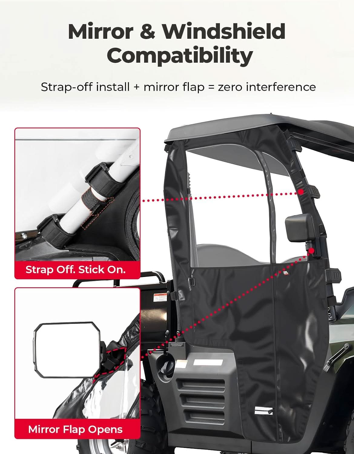 Kemimoto UTV Soft Cab Enclosure 98% Sealing for Hisun 400