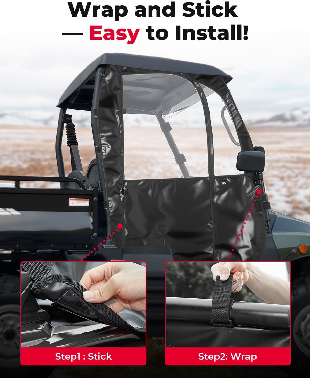 Kemimoto UTV Soft Cab Enclosure 98% Sealing for Hisun 400