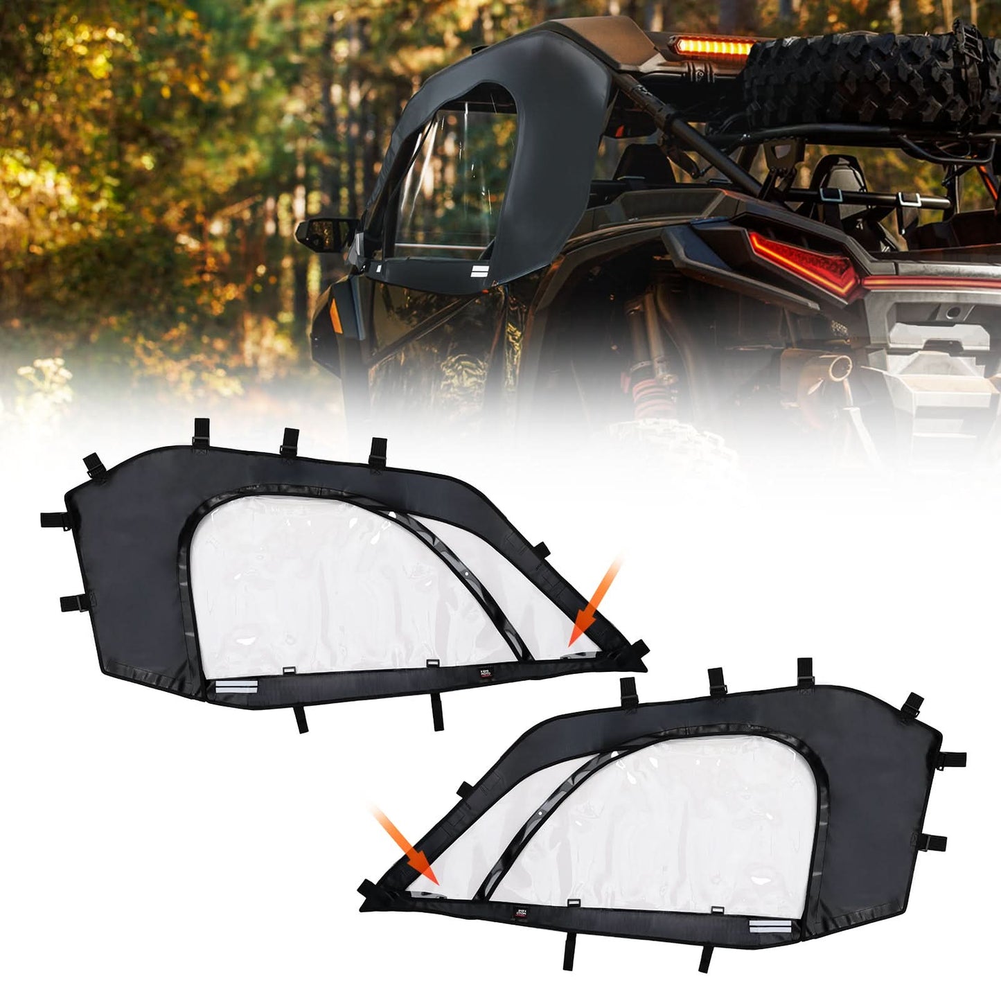 Kemimoto UTV Soft Cab Enclosure Roll-Up Window Black