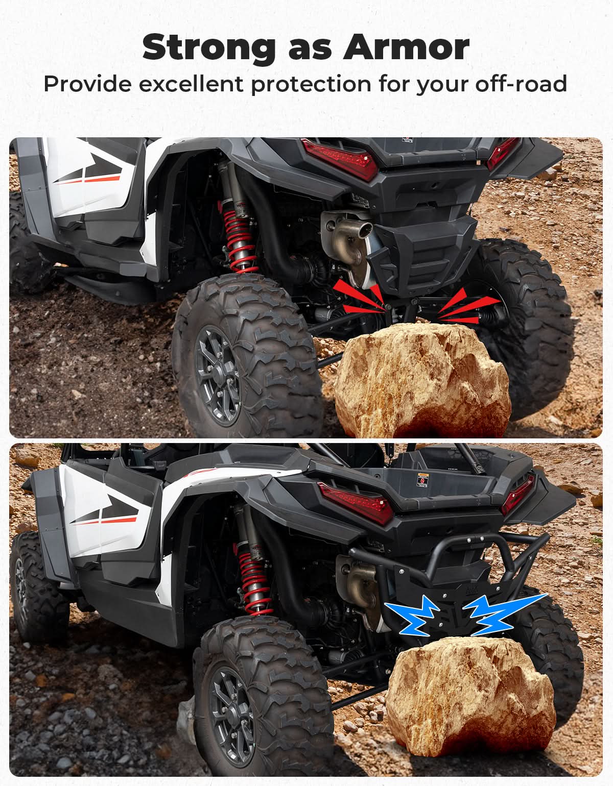Kemimoto Heavy Duty Steel Rear Bumper for Polaris XP 1000/4