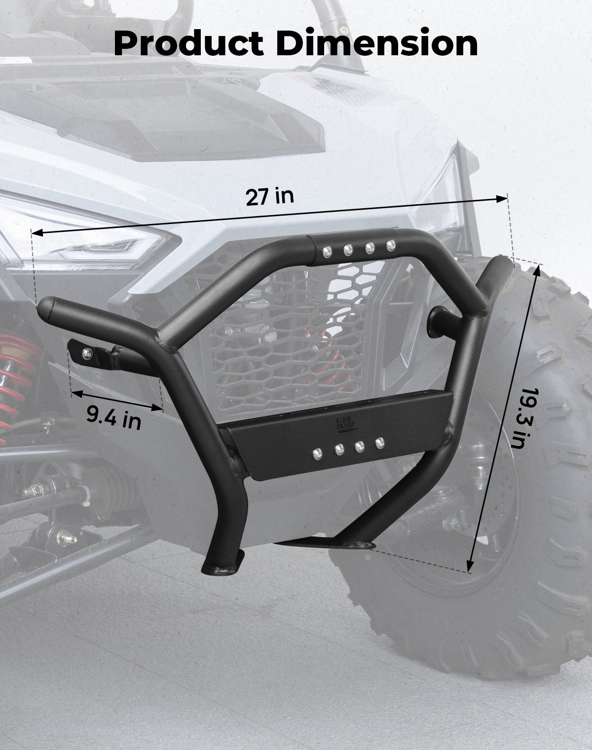 Kemimoto Front Bumper for Polaris RZR 200 2022‑2025 Black