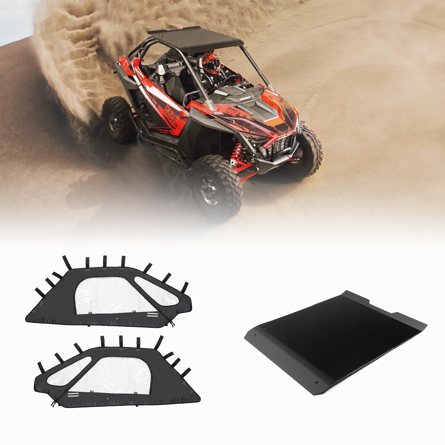 Kemimoto Soft Upper Doors with Zippers for RZR Pro XP