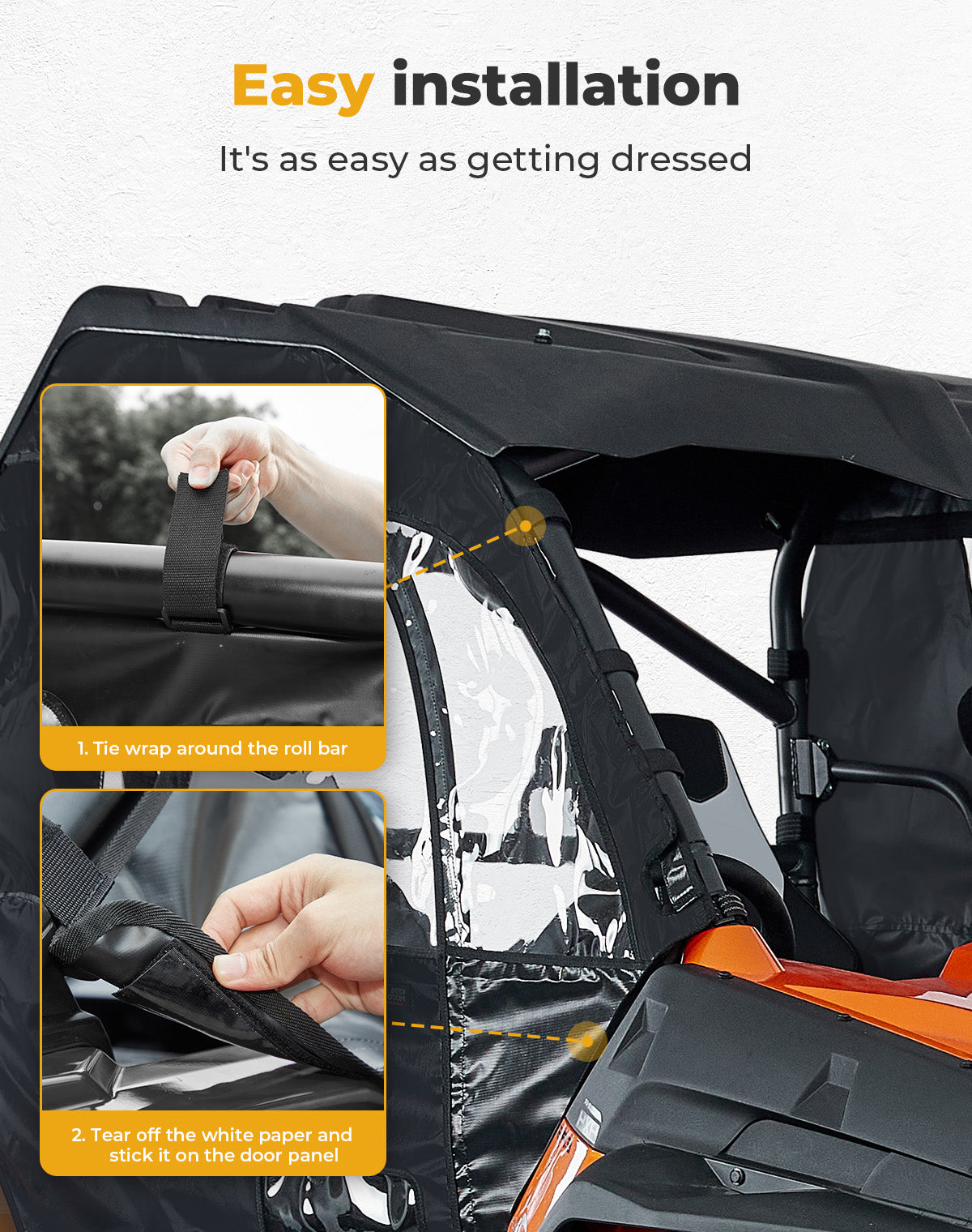 Kemimoto Soft Cab Enclosure Doors PVC for CFMOTO ZForce 500/800/1000