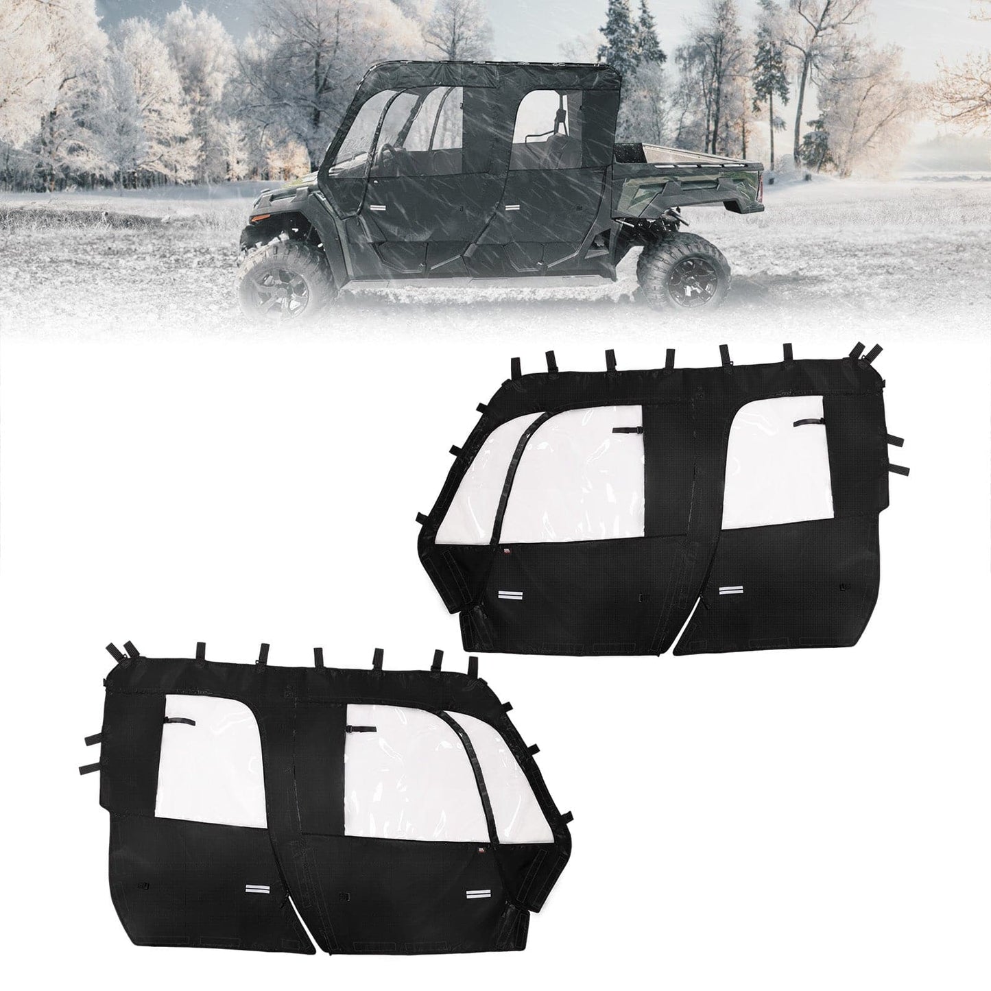 Kemimoto Soft Cab Enclosure Doors for Tracker 800SX Crew Black