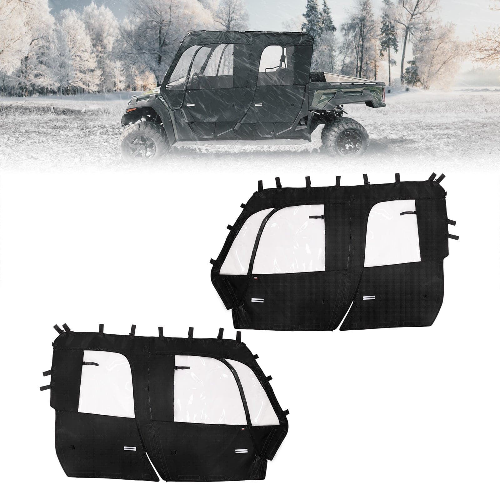 Kemimoto Soft Cab Enclosure Doors for Tracker 800SX Crew Black