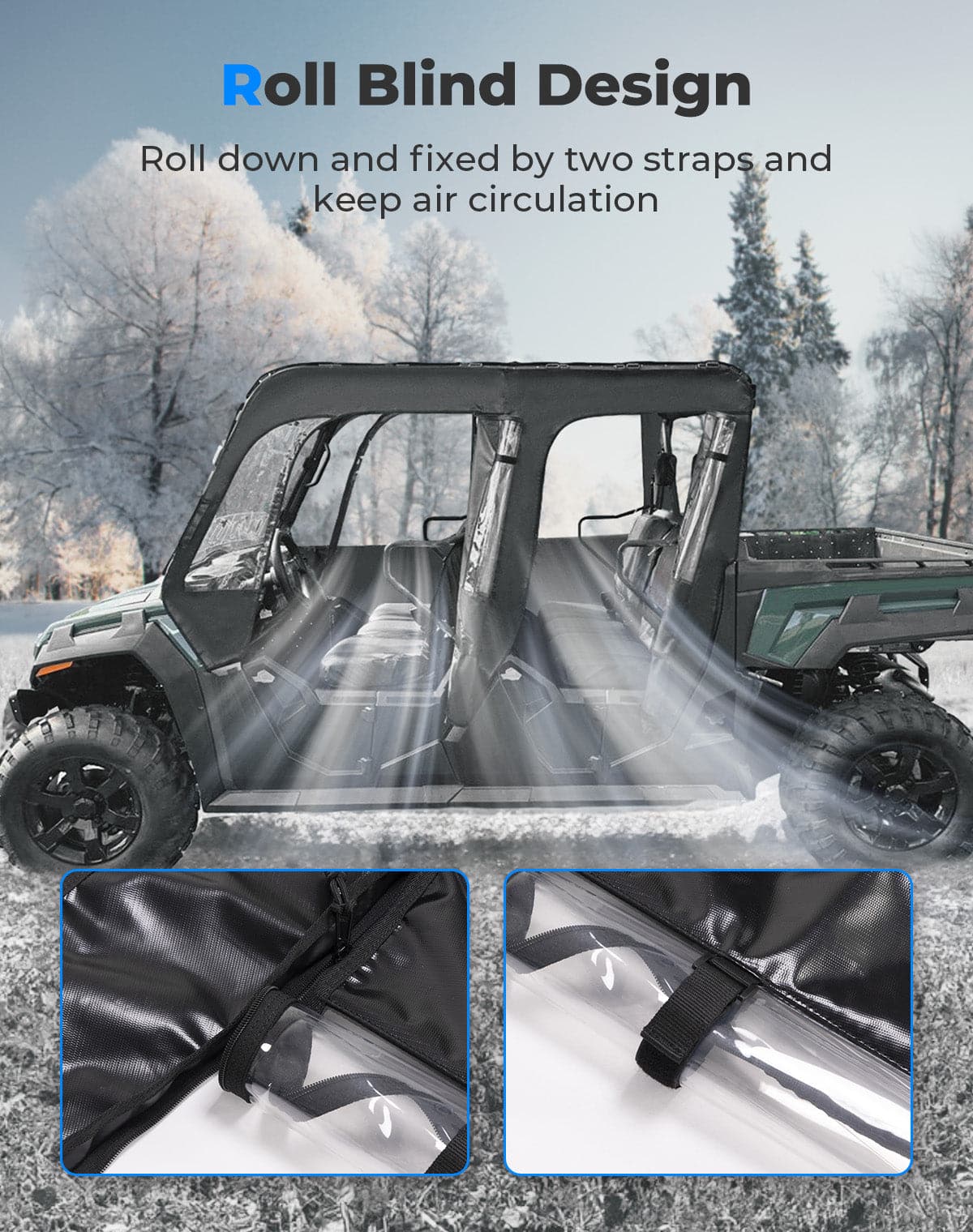 Kemimoto Soft Cab Enclosure Doors for Tracker 800SX Crew Black