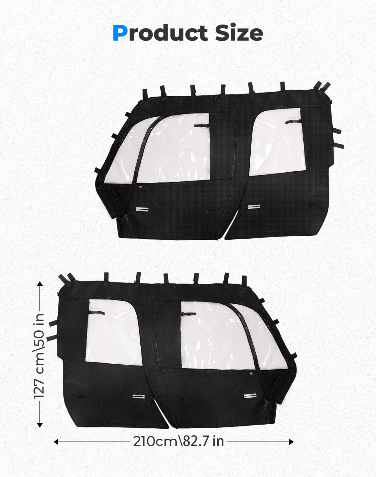 Kemimoto Soft Cab Enclosure Doors for Tracker 800SX Crew Black