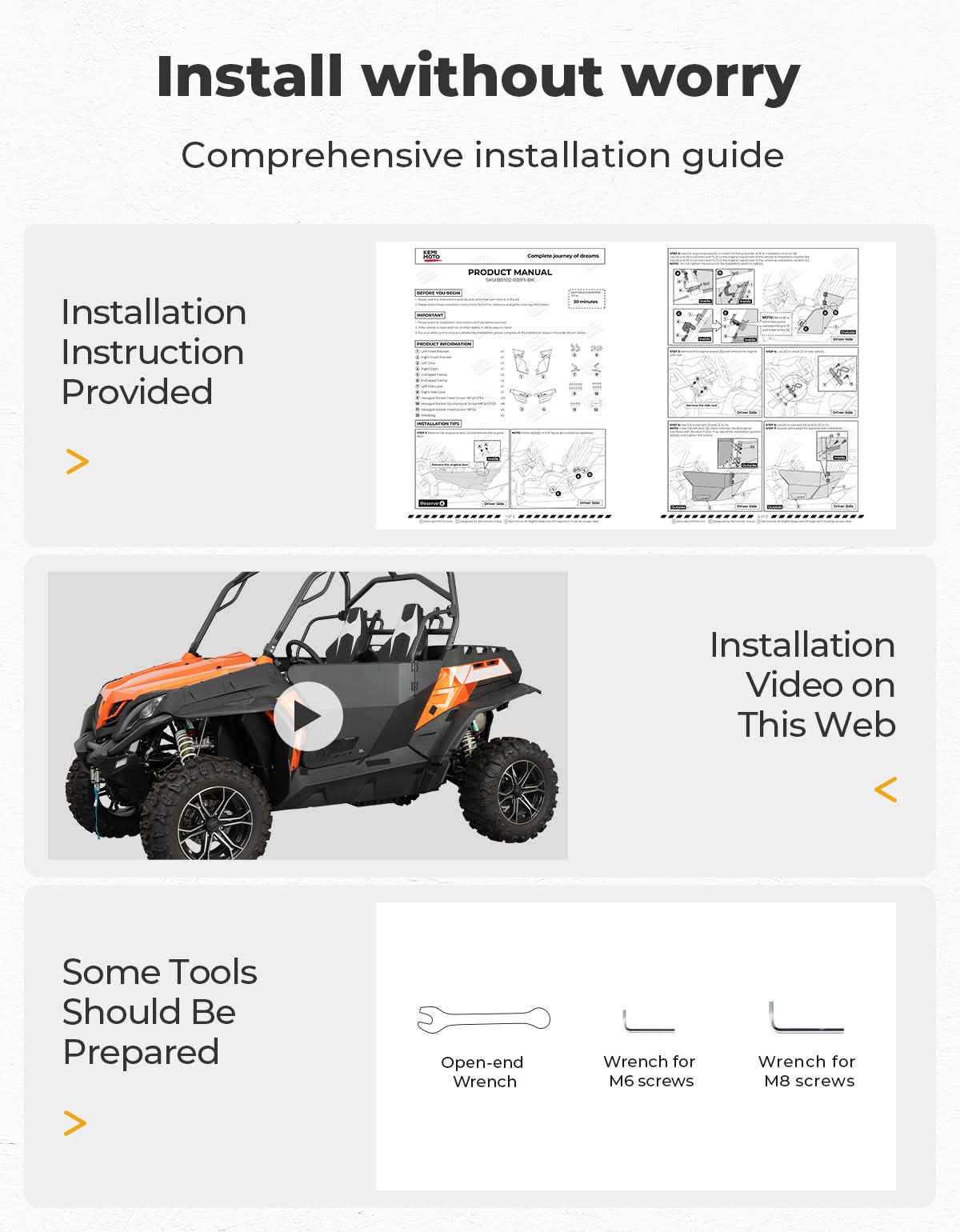 Kemimoto Aluminum Door for CFMOTO ZFORCE UTV