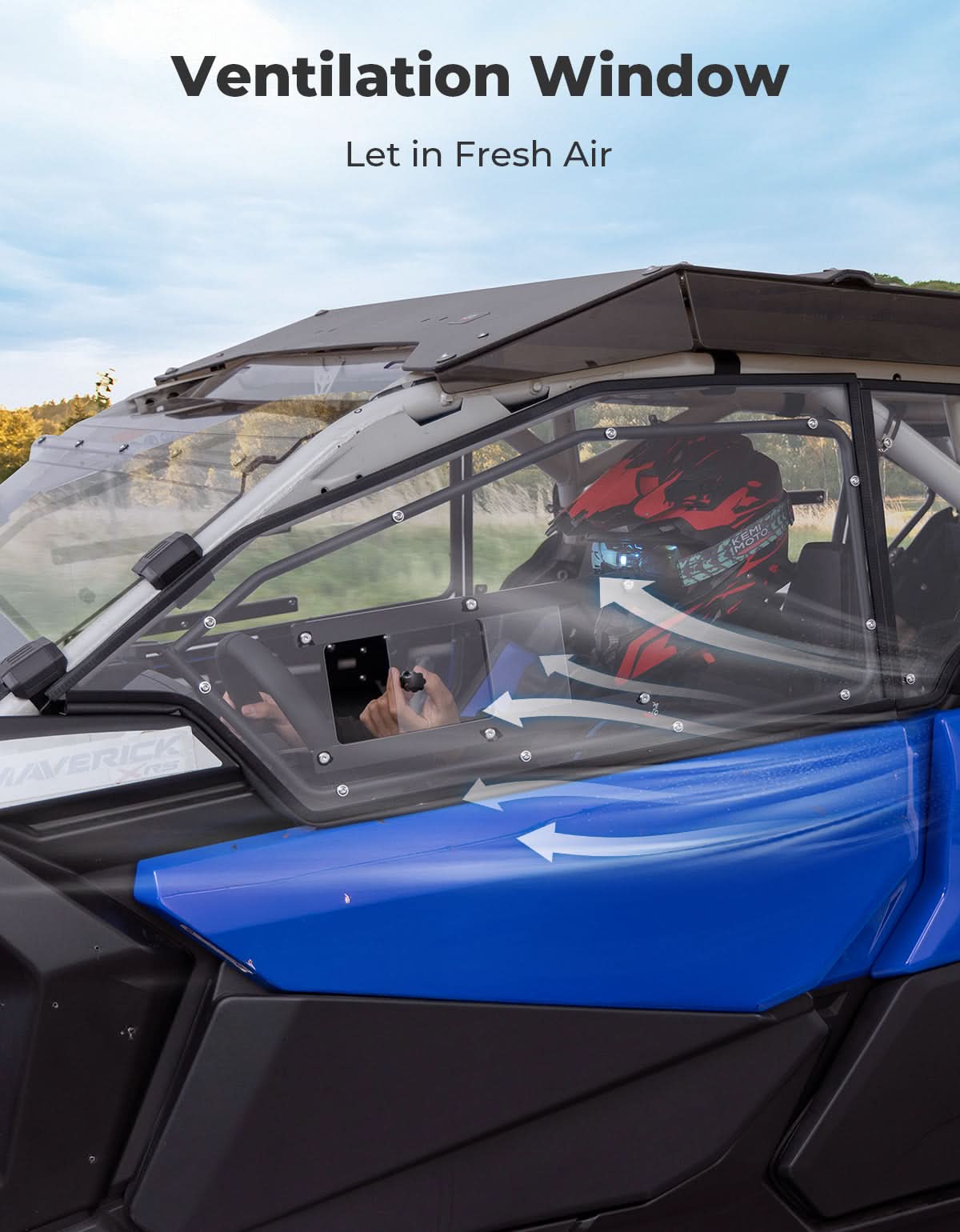 Kemimoto Ventilated Upper Doors for Can‑Am Maverick X3 MAX Black