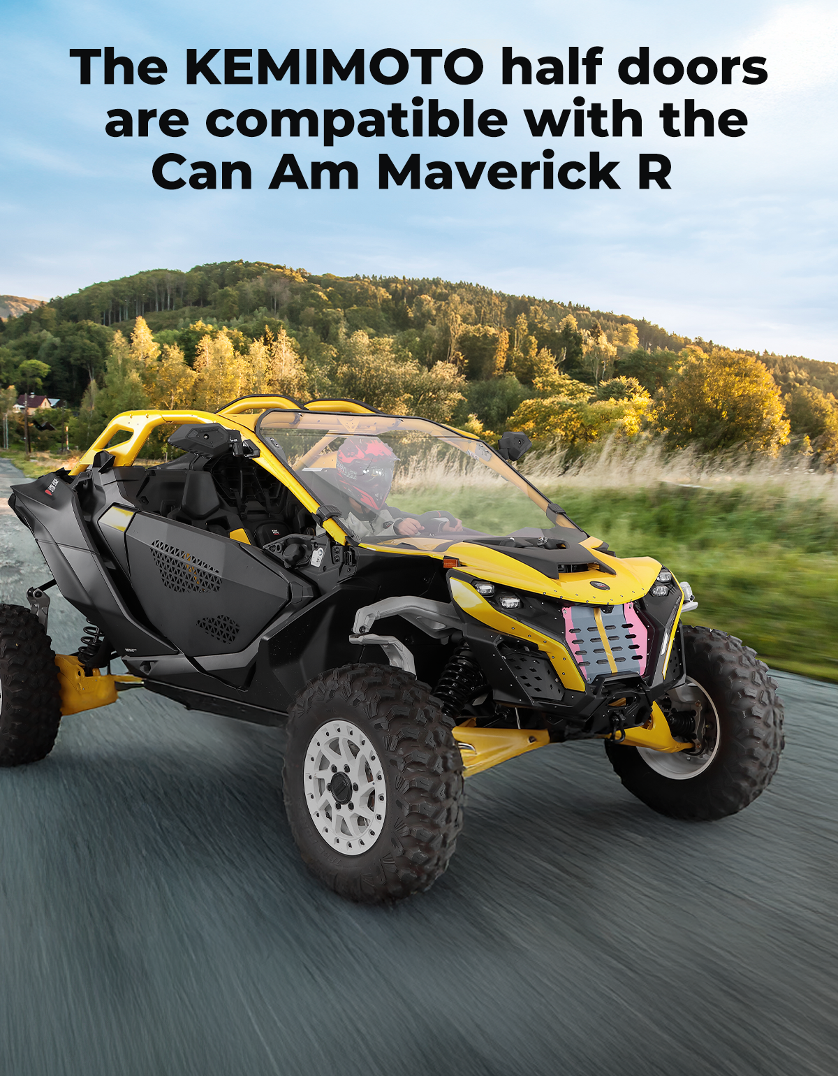 Kemimoto Aluminum Half Door Black for Can‑Am Maverick R 2024‑2025