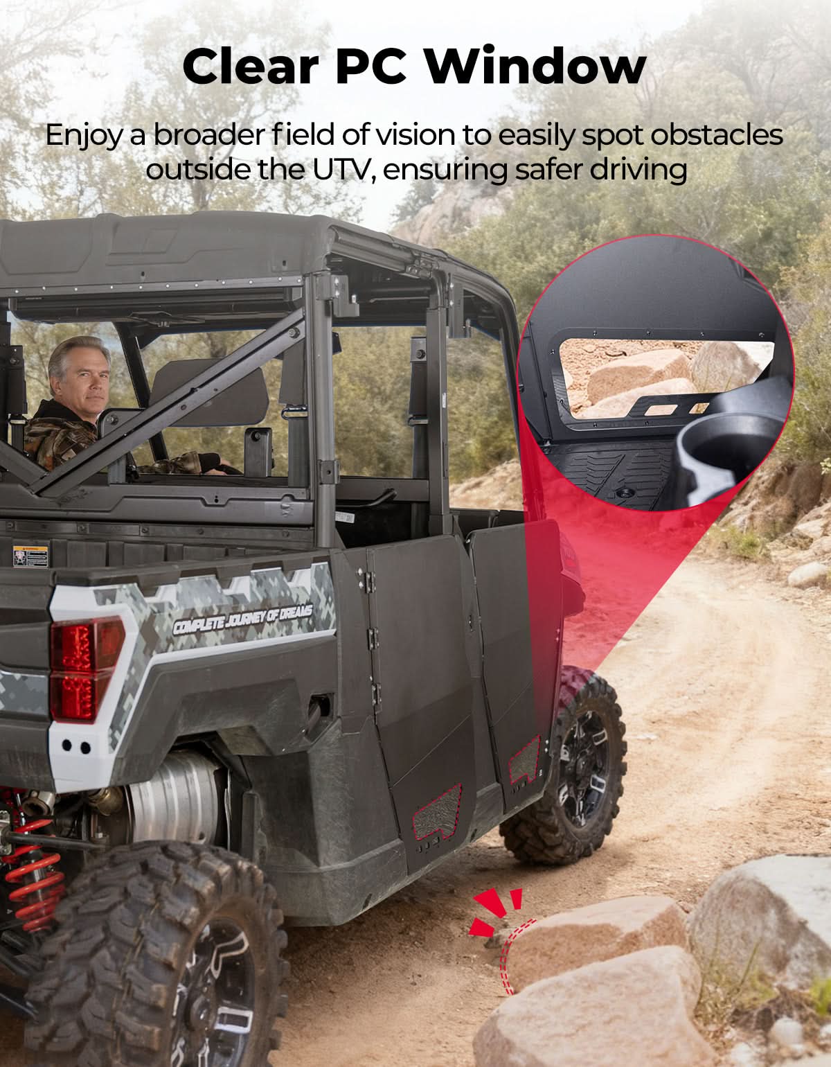 Kemimoto Aluminum Doors for Polaris Ranger XP 1000 Crew Black